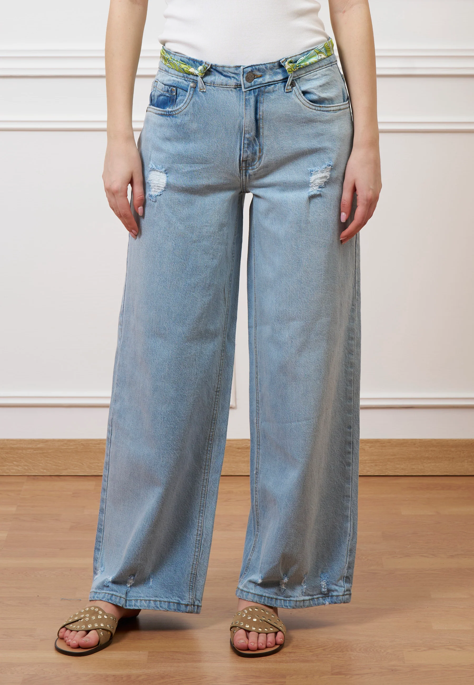 Jeans palazzo a vita alta - JEANS CHIARO - Image 3