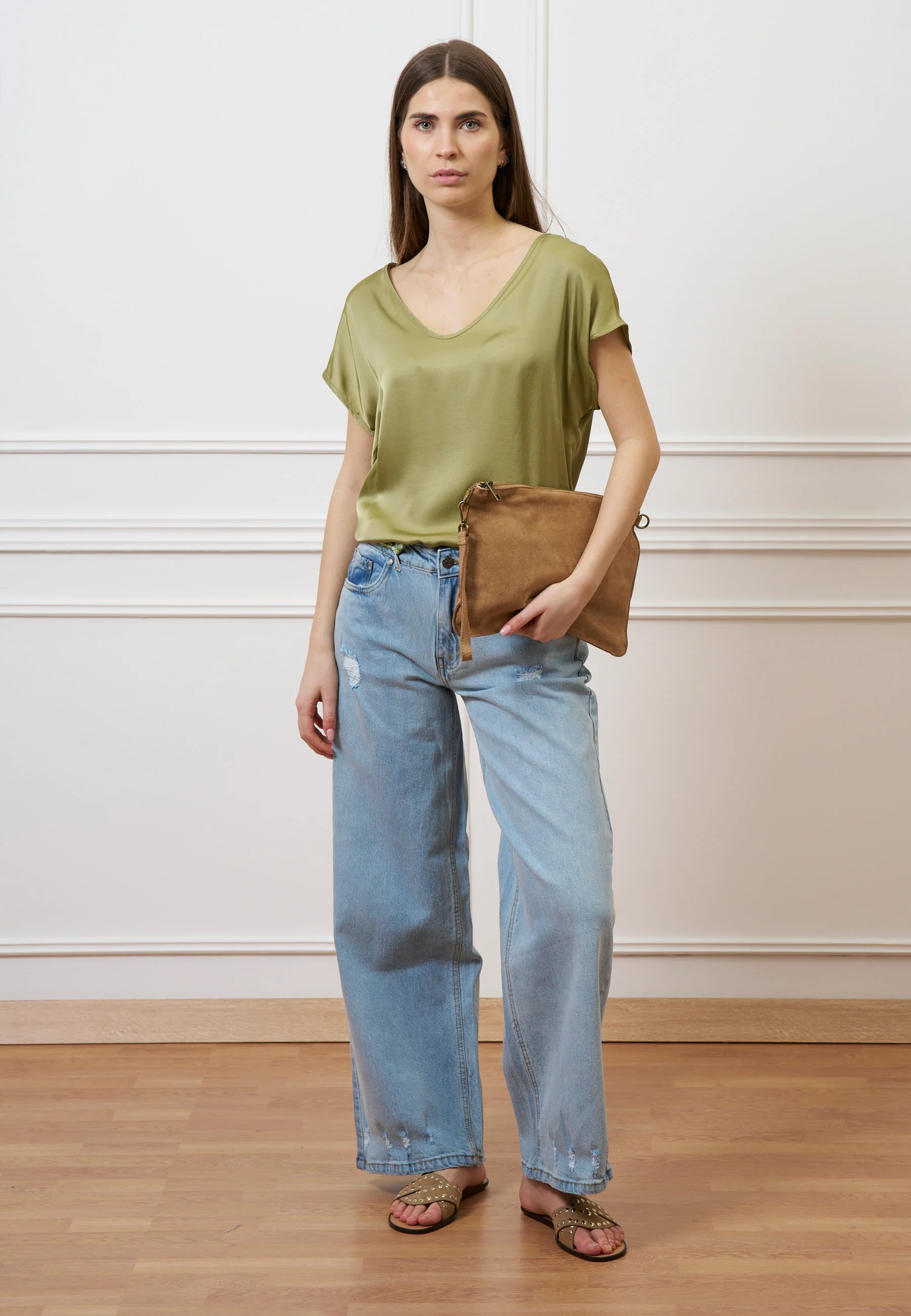 Jeans palazzo a vita alta - JEANS CHIARO - Image 9