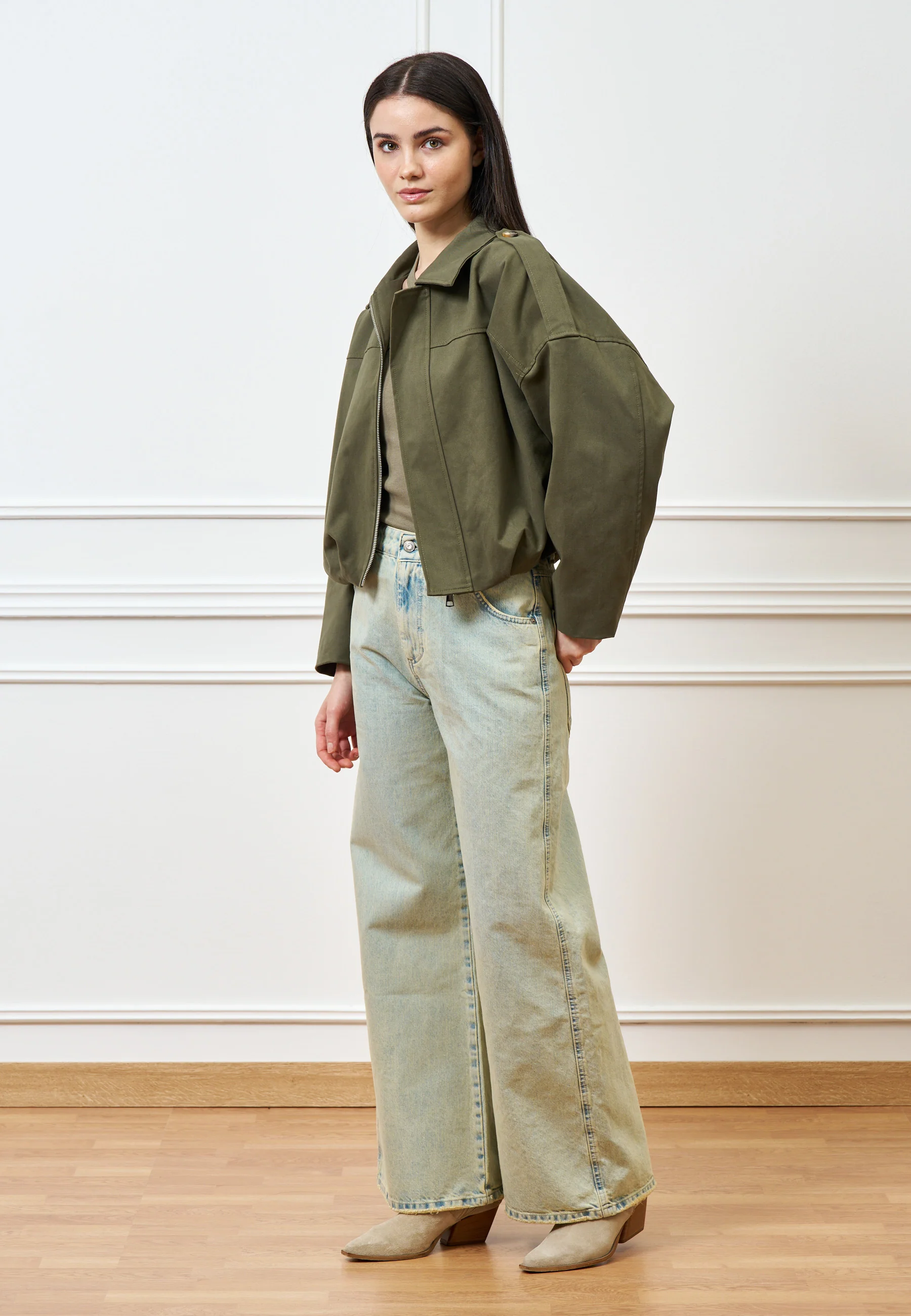 Jeans palazzo a vita alta slavato - JEANS - Image 6