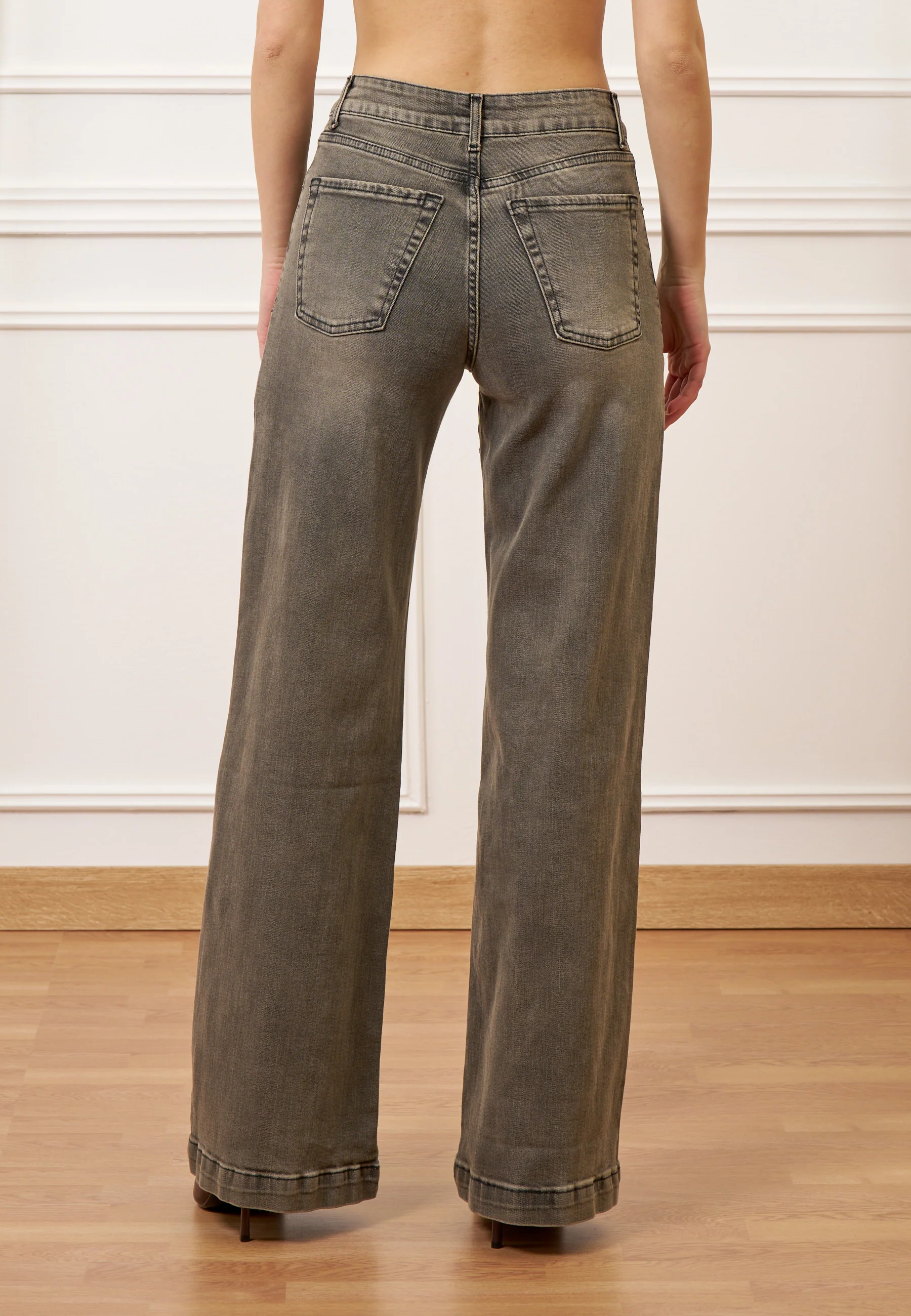Jeans svasato a vita alta - GRIGIO MEDIO - Image 4