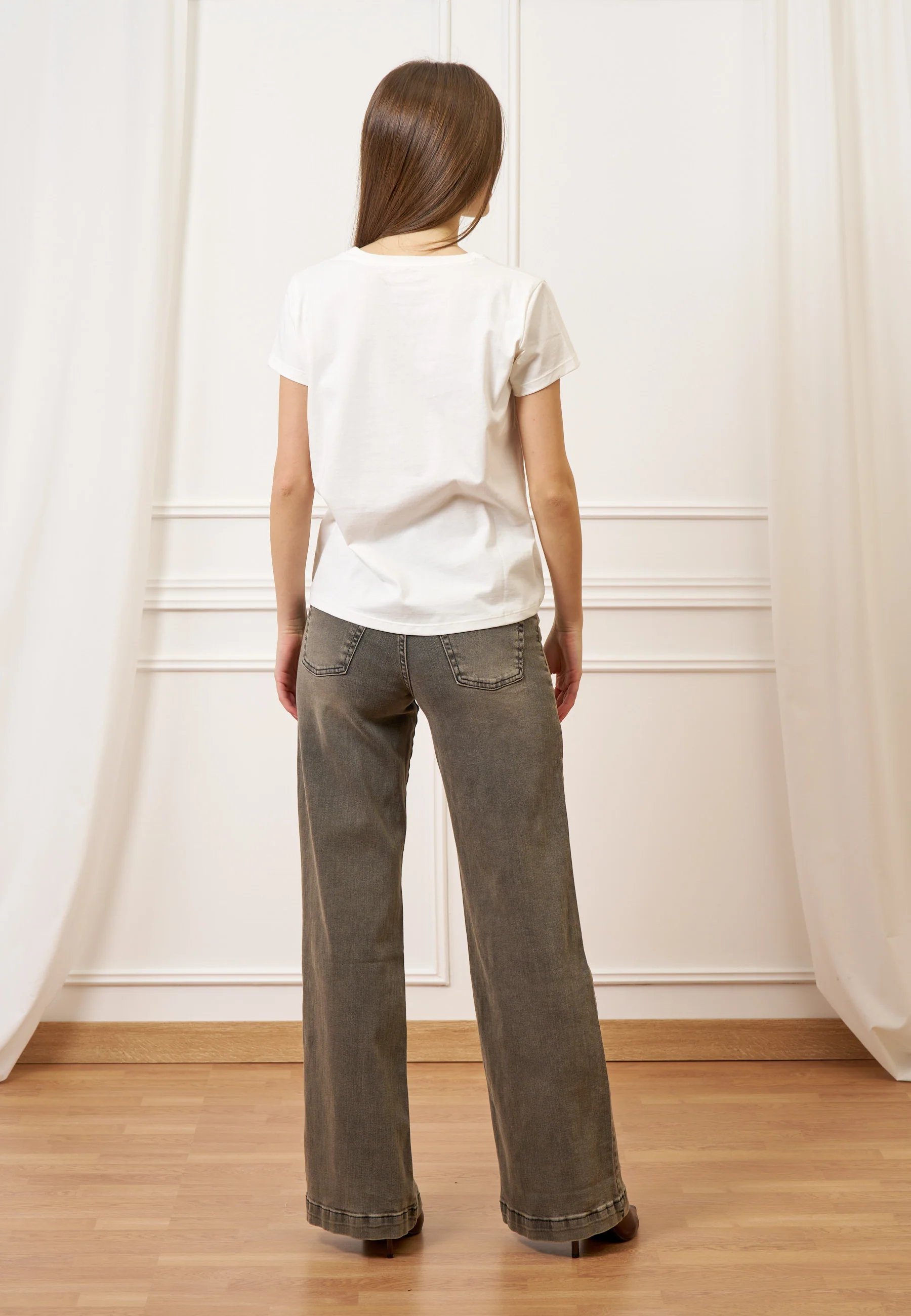 Jeans svasato a vita alta - GRIGIO MEDIO - Image 6