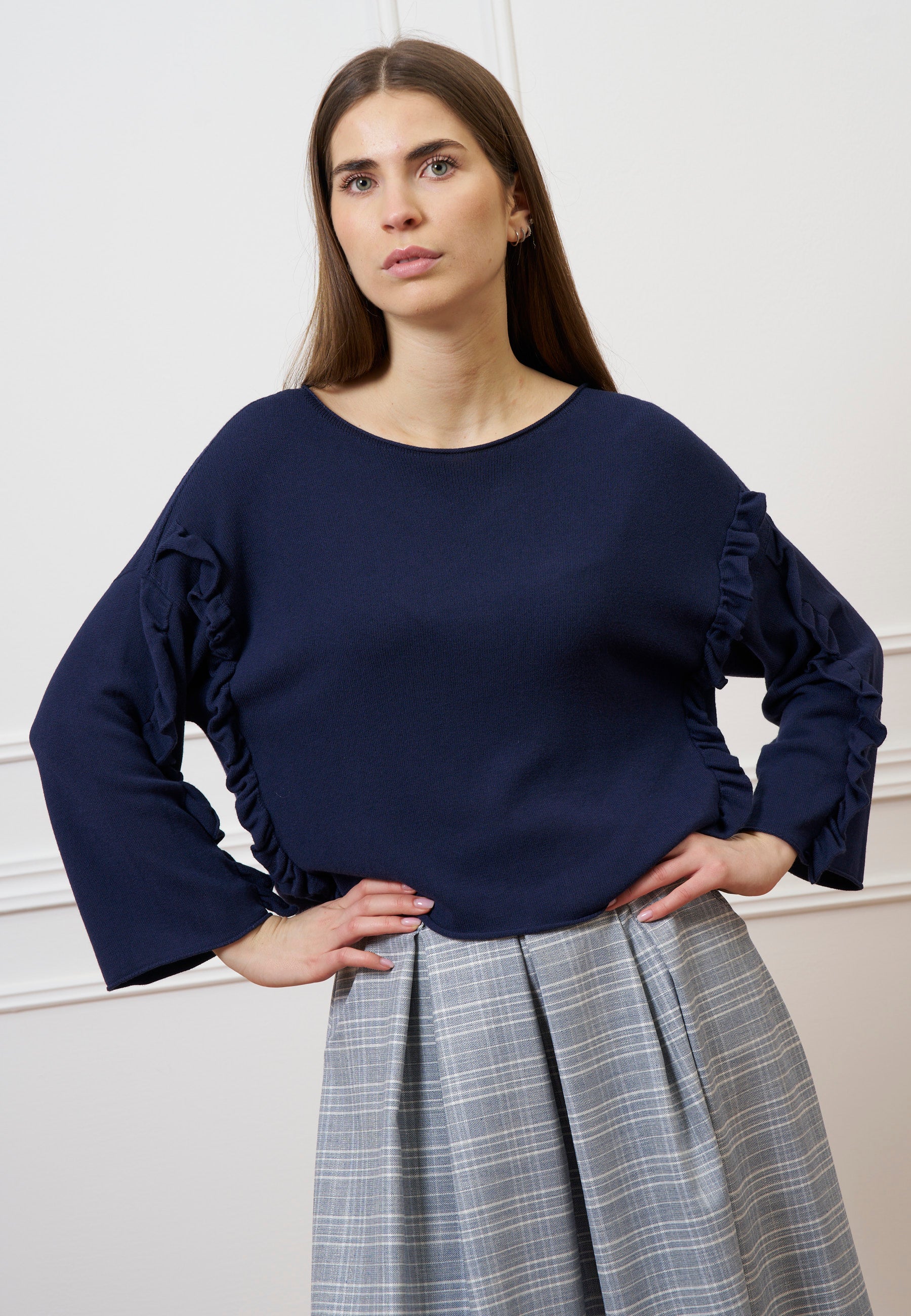 Maglia a scatola con rouches - BLU - Image 3