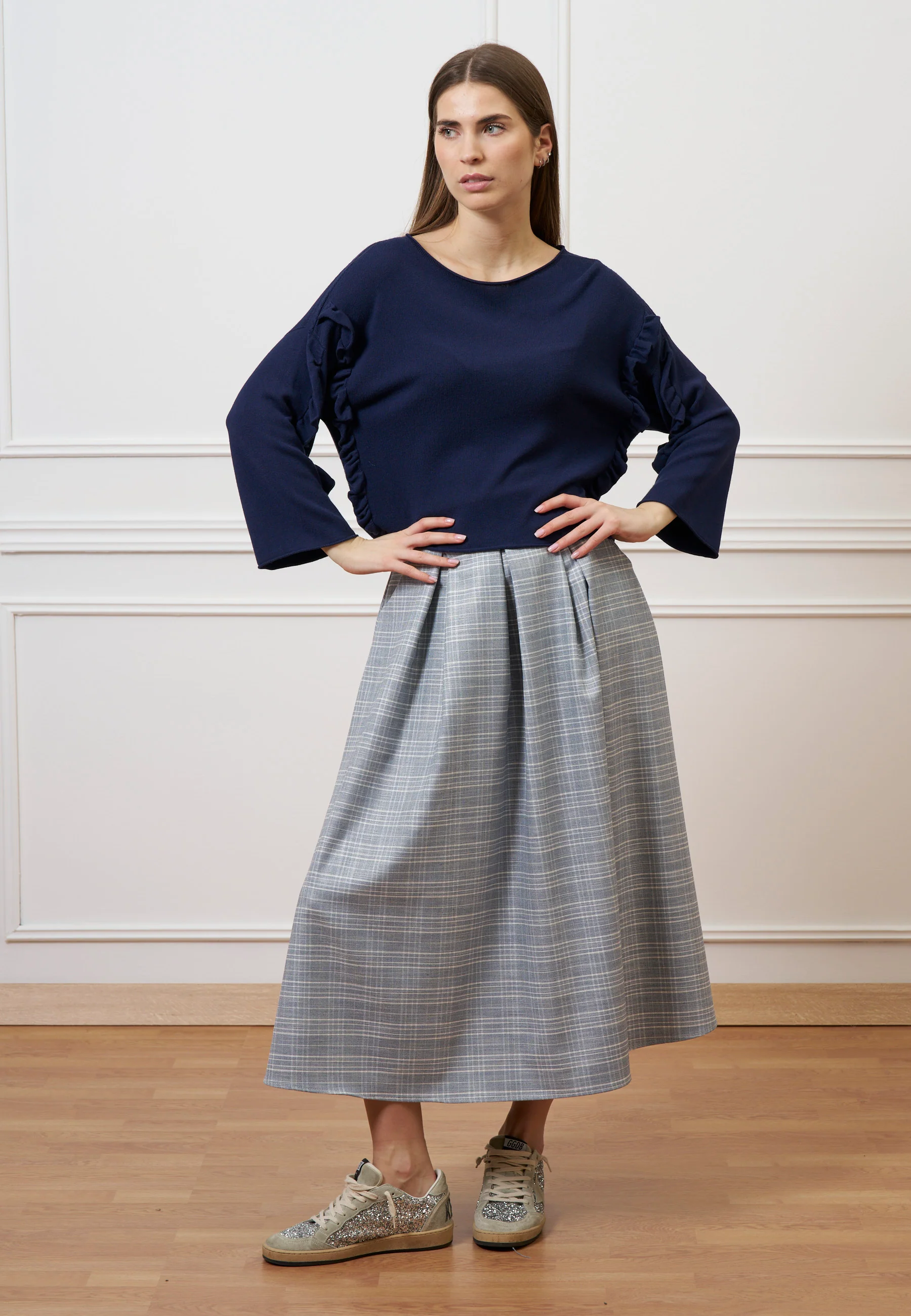 Maglia a scatola con rouches - BLU - Image 4