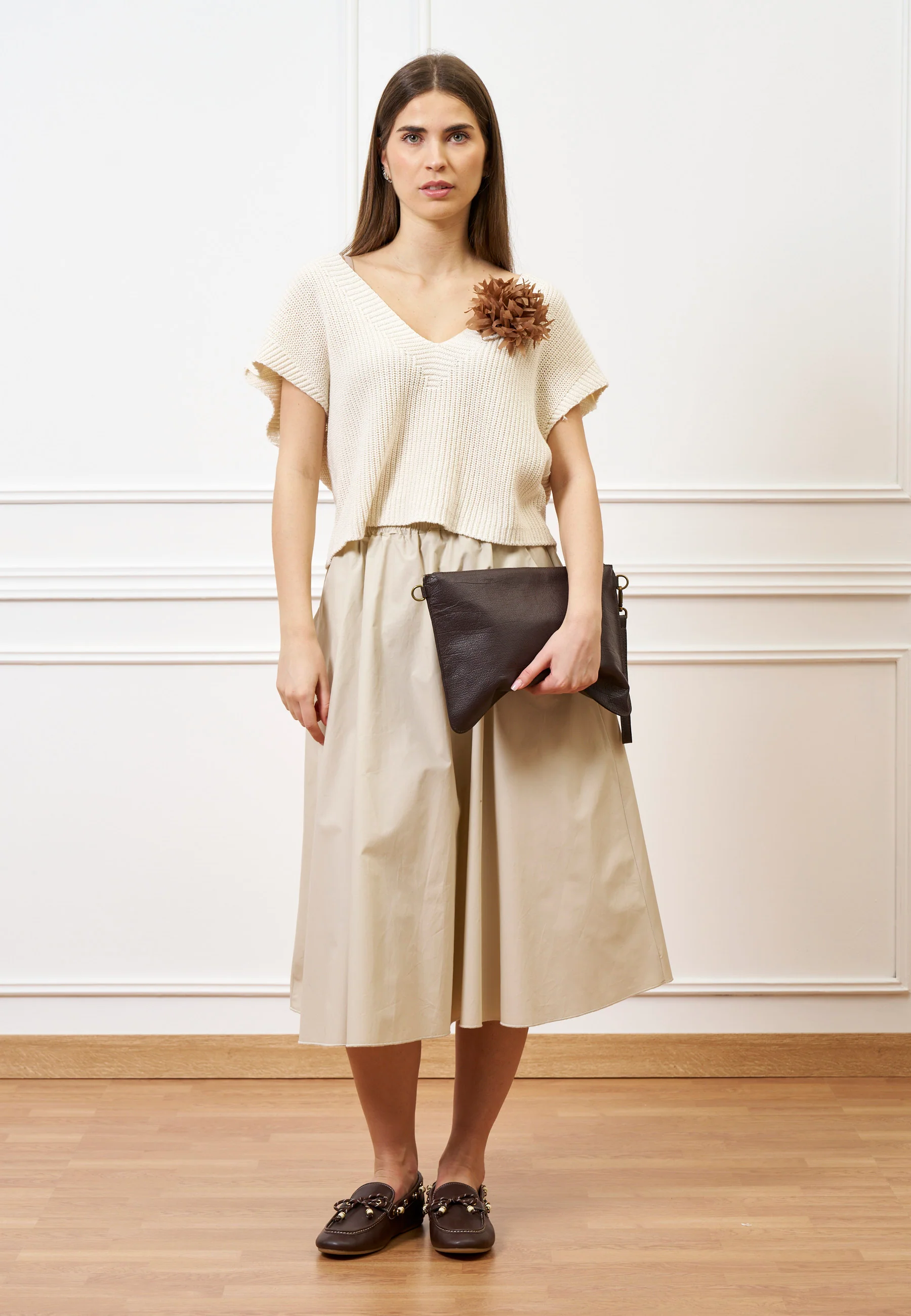 Maglia gilet con scollo profondo - AVORIO - Image 4