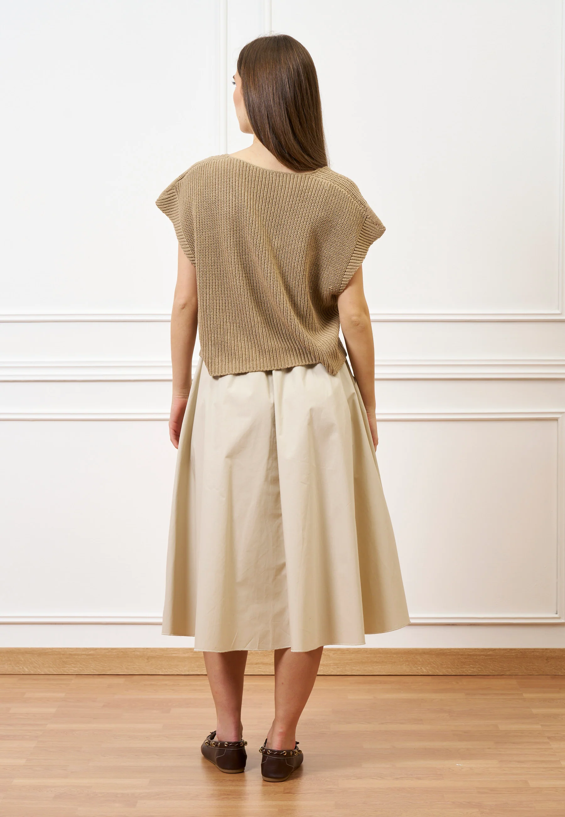 Maglia gilet con scollo profondo - BEIGE - Image 5