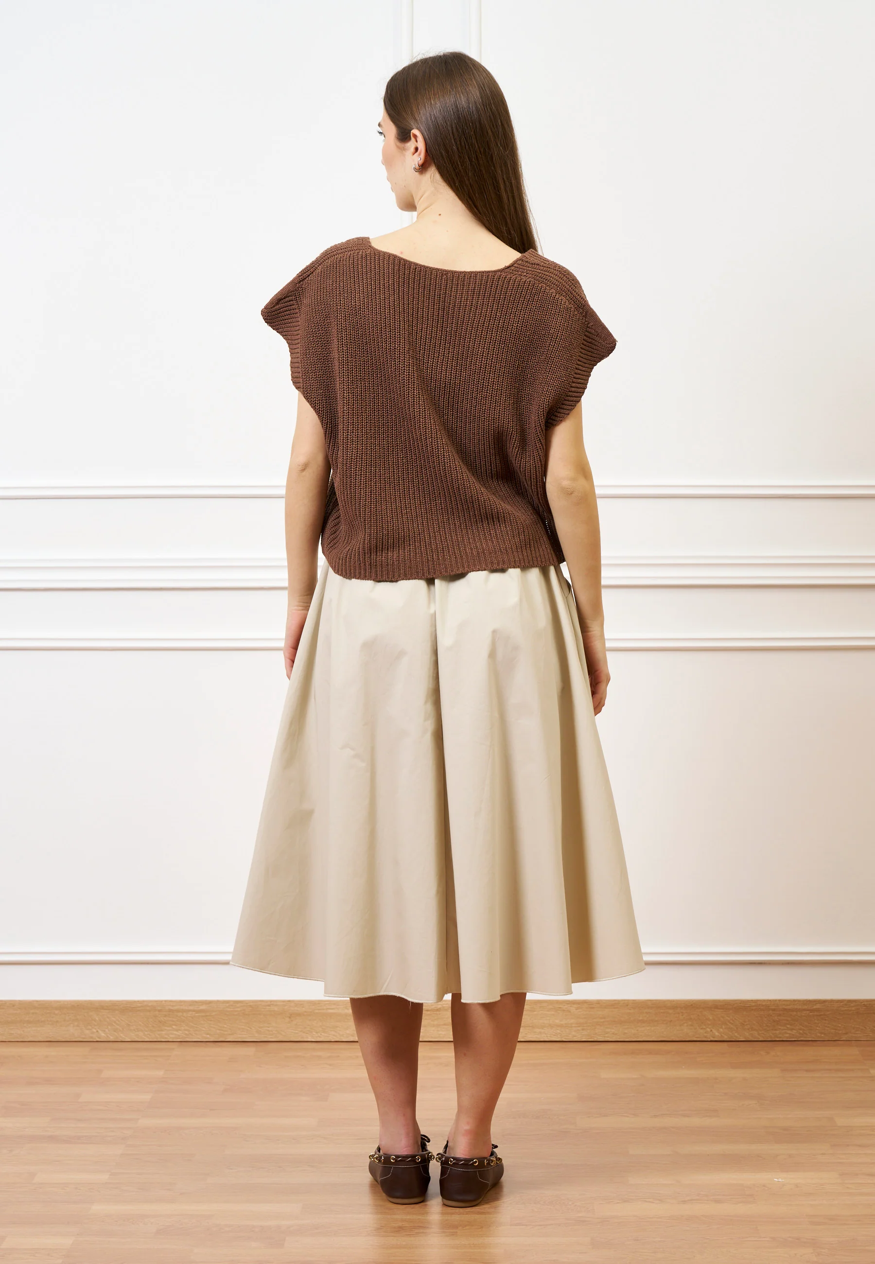 Maglia gilet con scollo profondo - MARRONE - Image 5