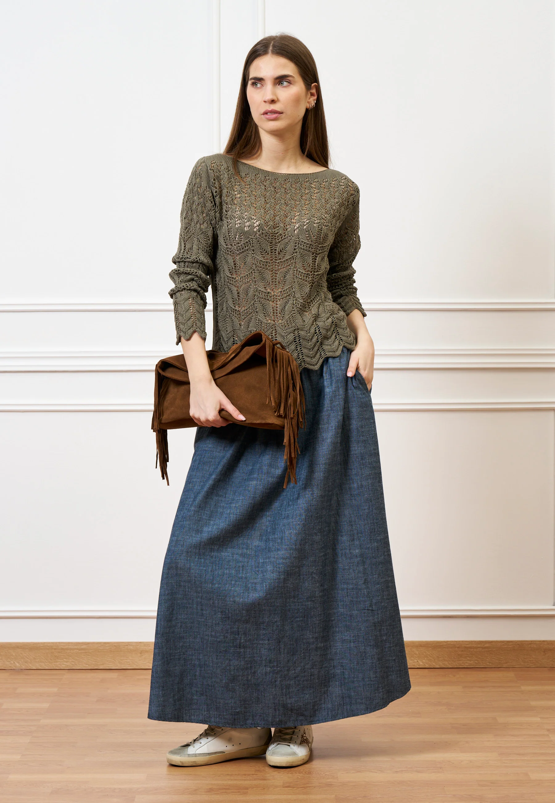 Maglia in cotone lavorata - MILITARE - Image 3