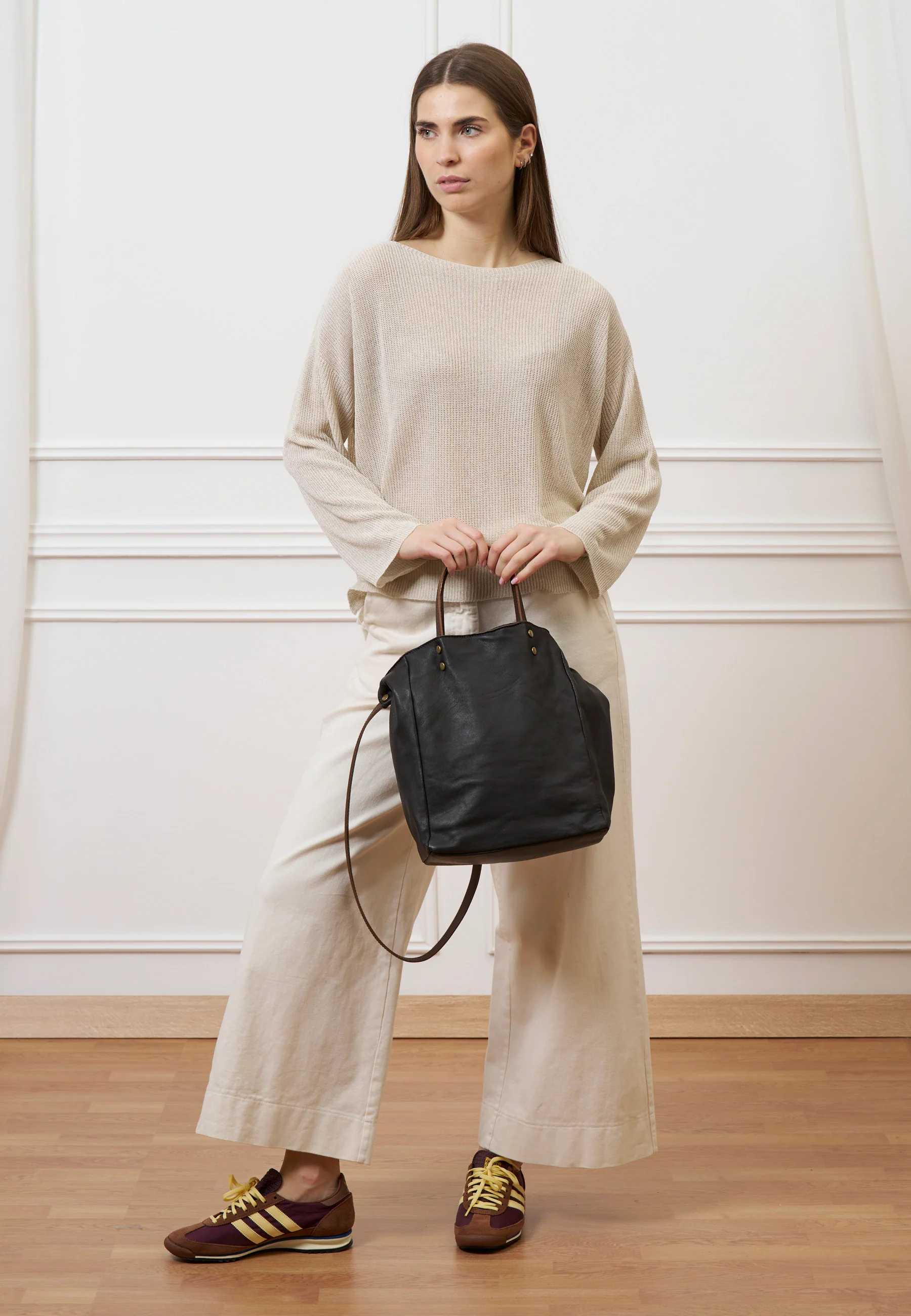 Maglia in misto lino - BEIGE - Image 4