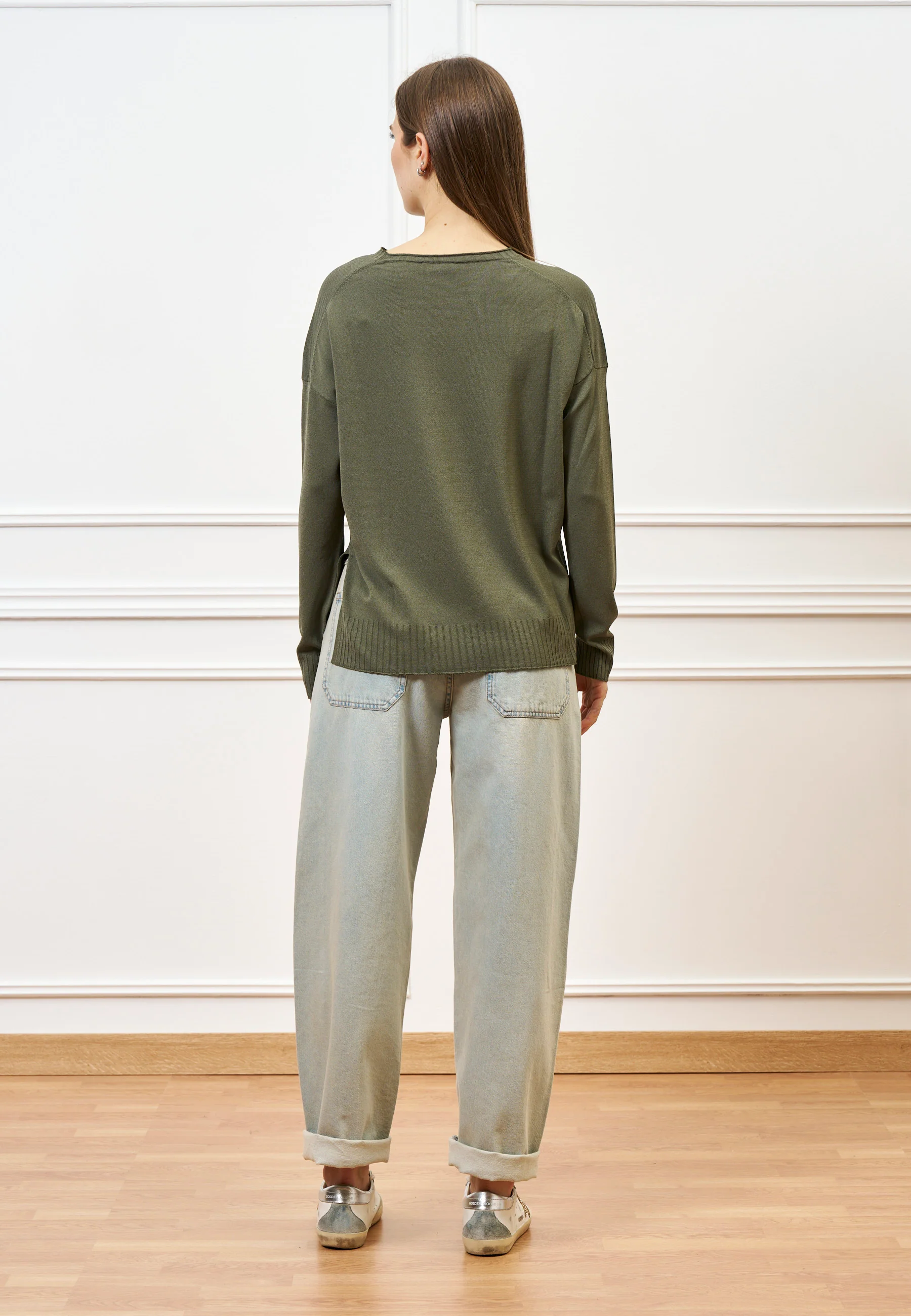 Maglia in viscosa con spacchi - MILITARE - Image 6