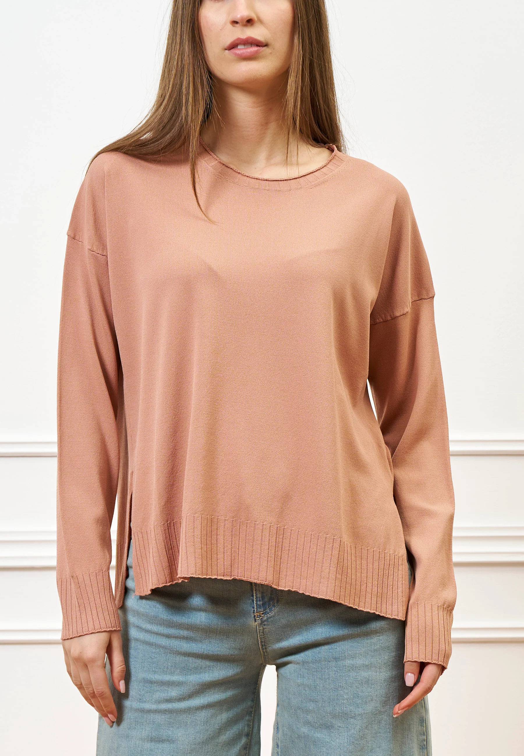 Maglia in viscosa con spacchi - ROSA ANTICO - Image 2