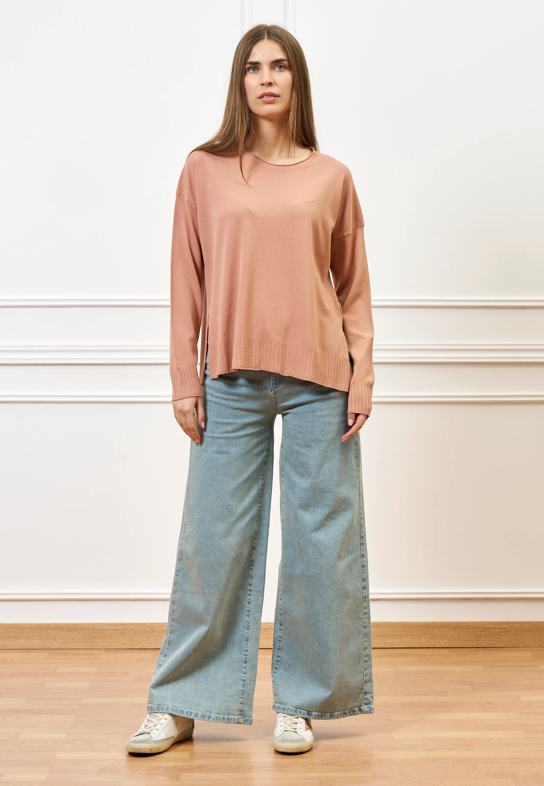 Maglia in viscosa con spacchi - ROSA ANTICO - Image 4
