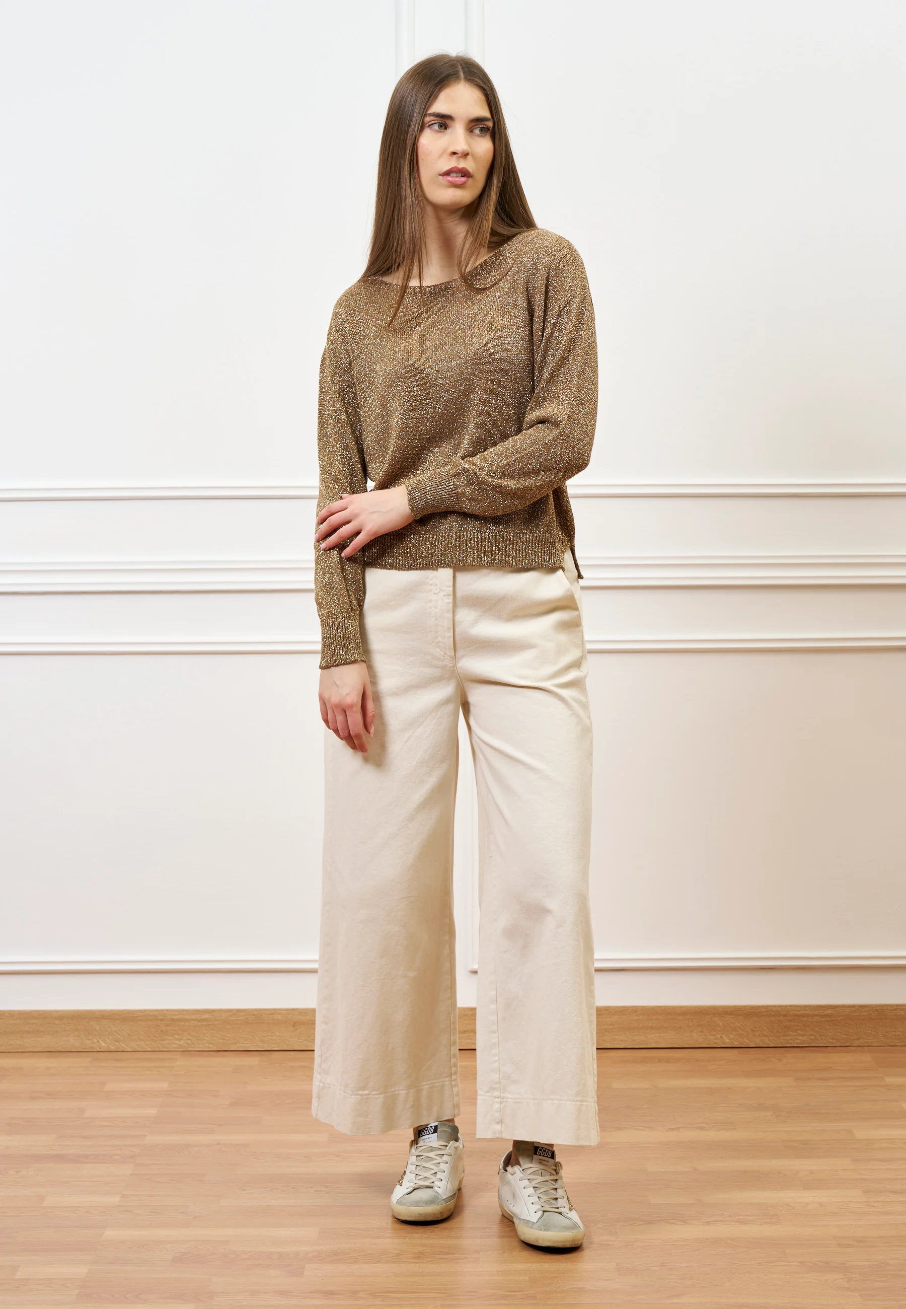 Maglia lurex con spacchi - TABACCO - Image 3