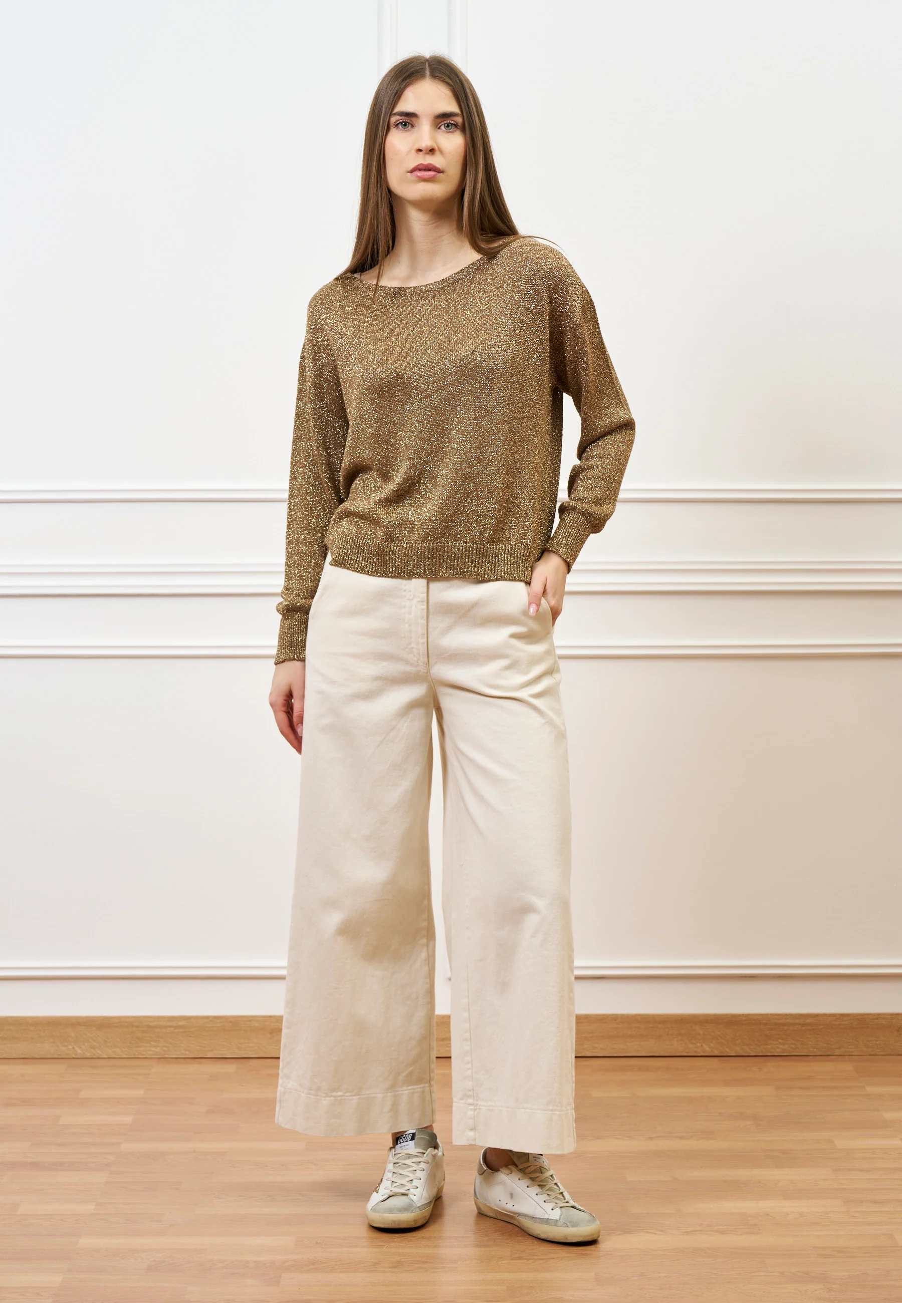 Maglia lurex con spacchi - TABACCO - Image 4