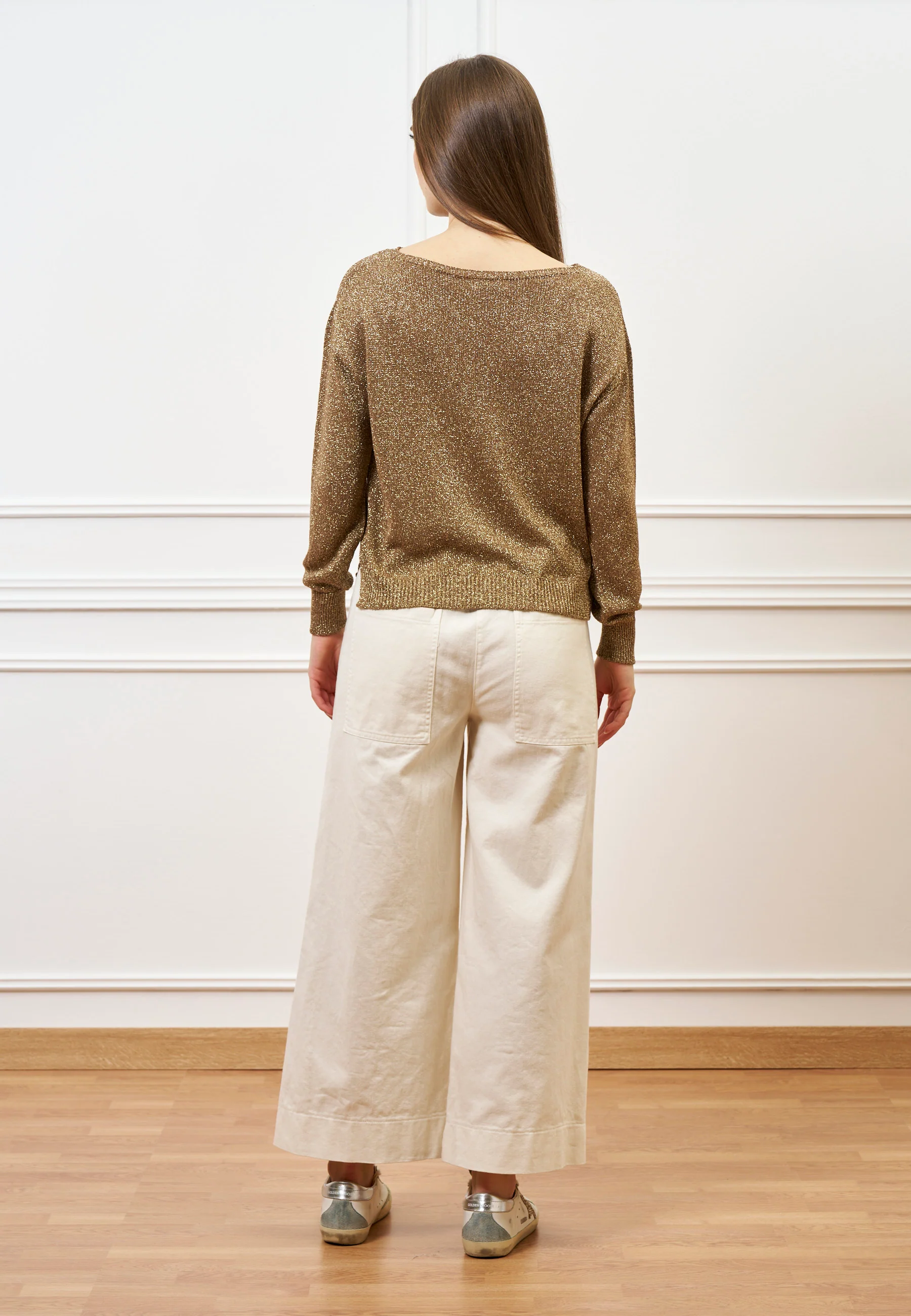 Maglia lurex con spacchi - TABACCO - Image 5