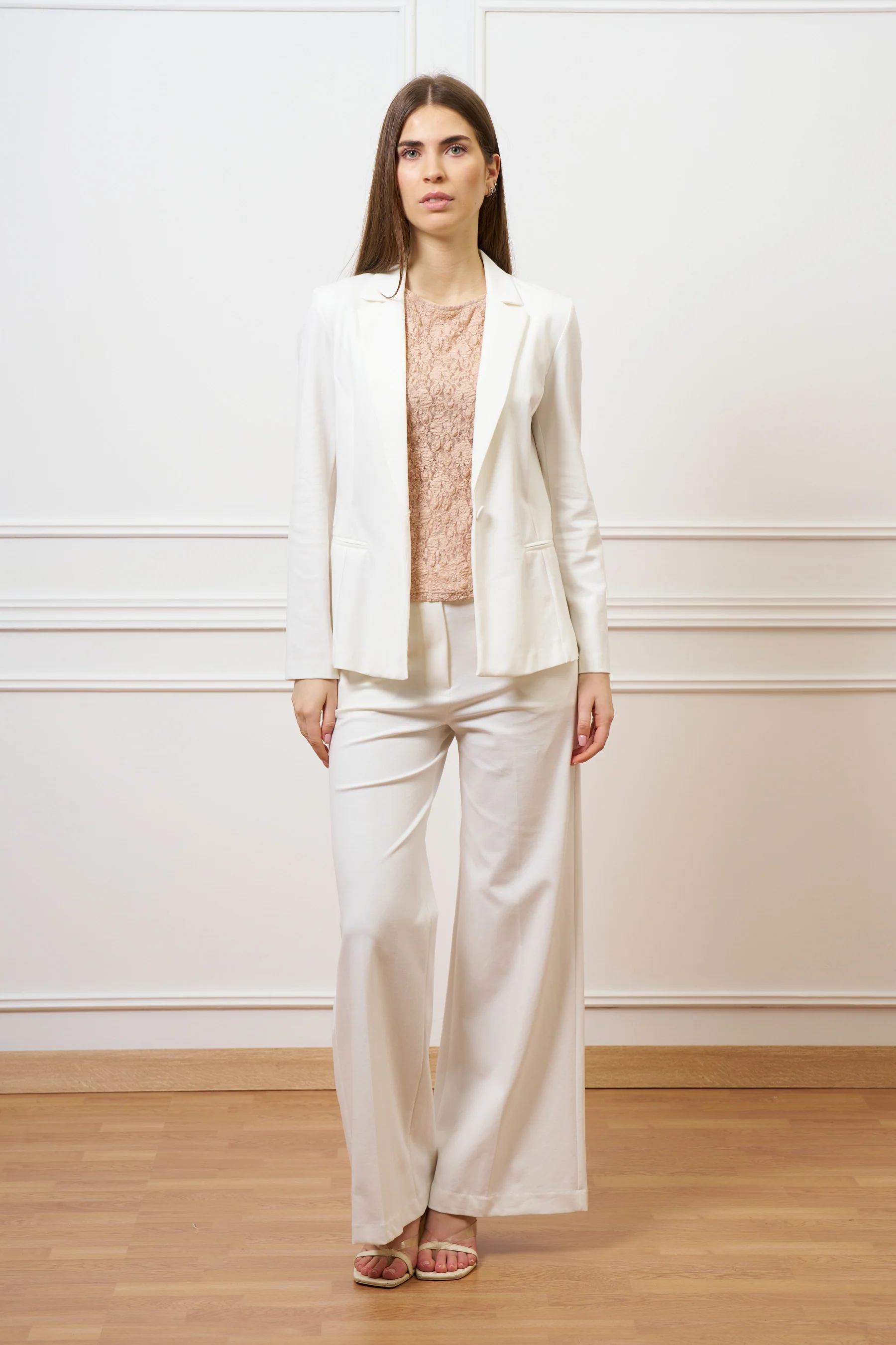 Pantalone a palazzo in punto milano - AVORIO - Image 8