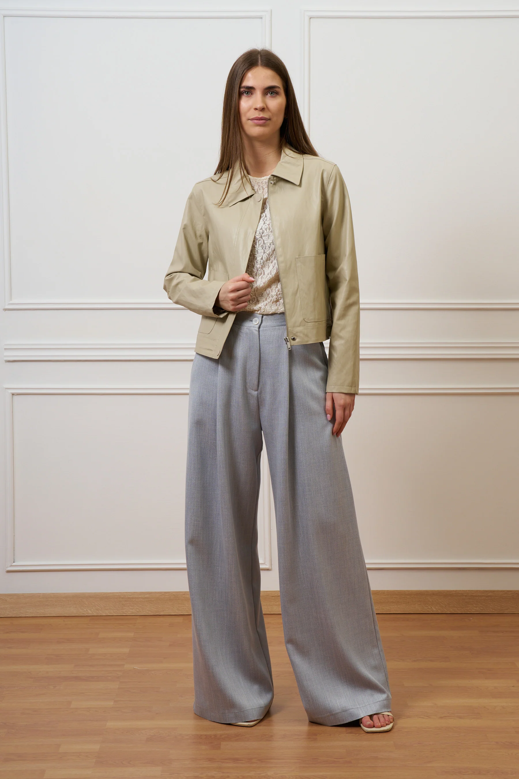 Pantalone ampio con lurex - CELESTE - Image 10