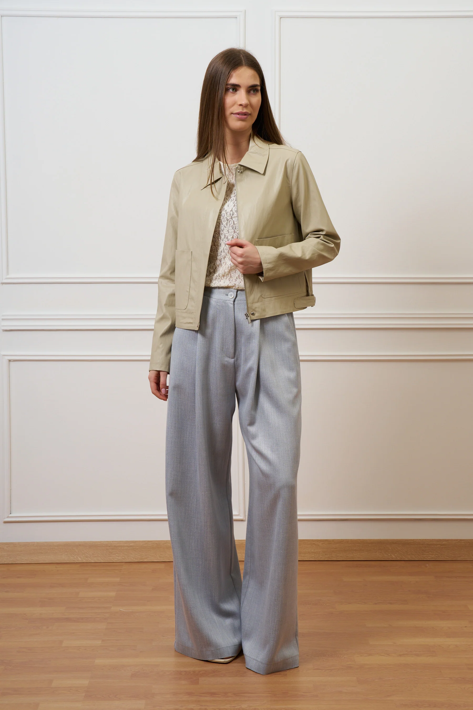 Pantalone ampio con lurex - CELESTE - Image 11
