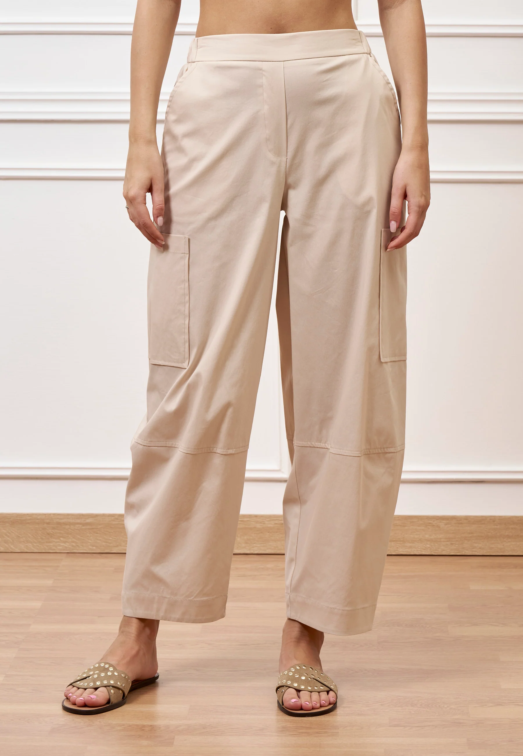 Pantalone ampio con tasconi - BEIGE - Image 2