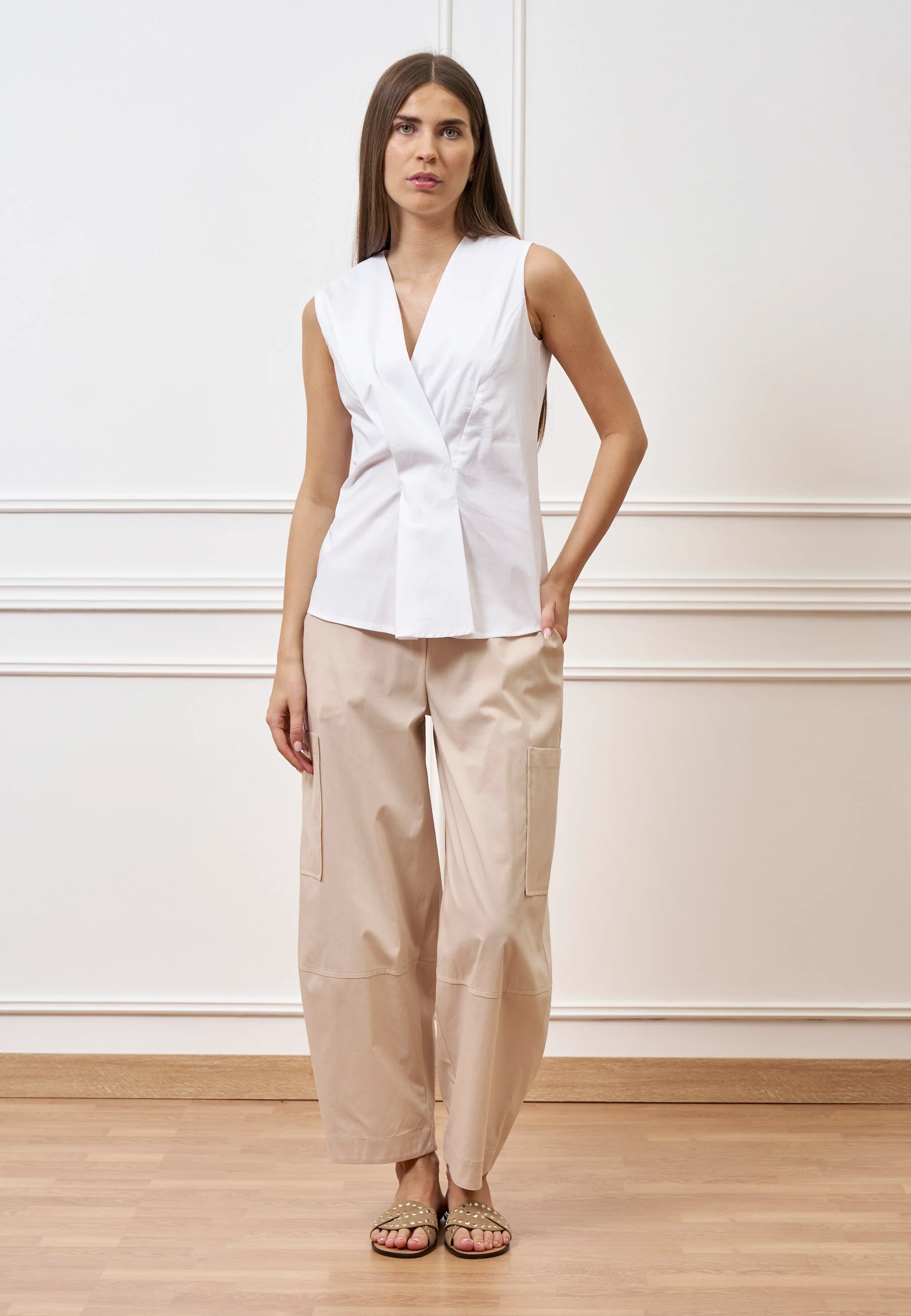 Pantalone ampio con tasconi - BEIGE - Image 3