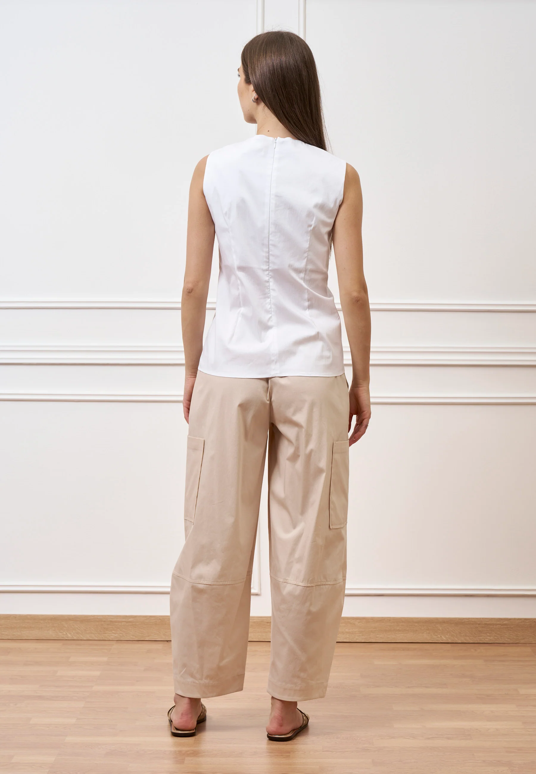 Pantalone ampio con tasconi - BEIGE - Image 6