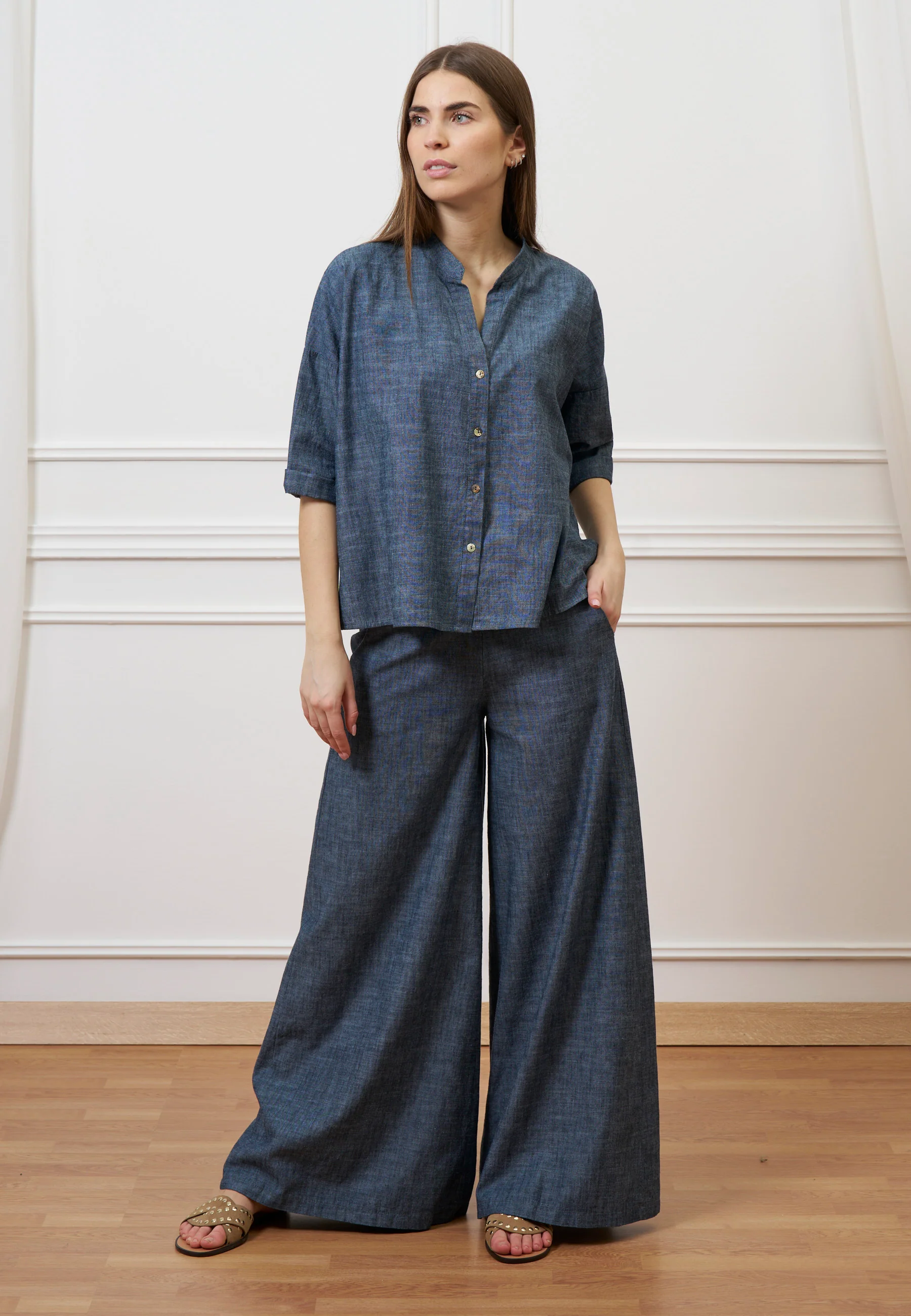 Pantalone ampio effetto denim - JEANS - Image 3