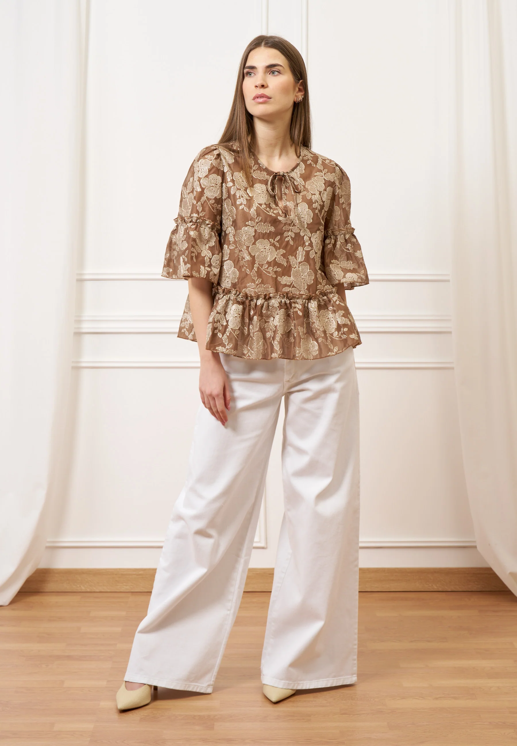 Pantalone ampio in cotone - BIANCO - Image 8