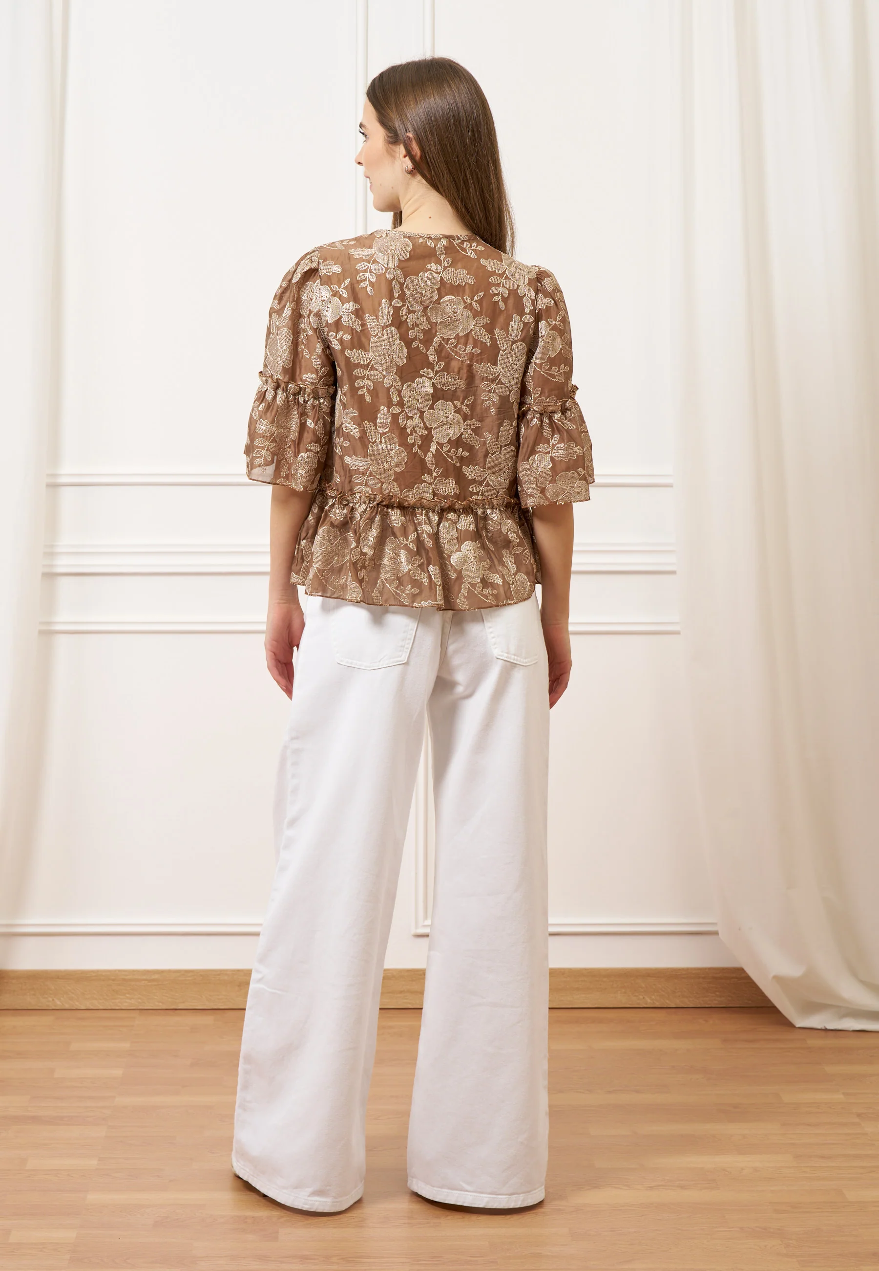 Pantalone ampio in cotone - BIANCO - Image 9
