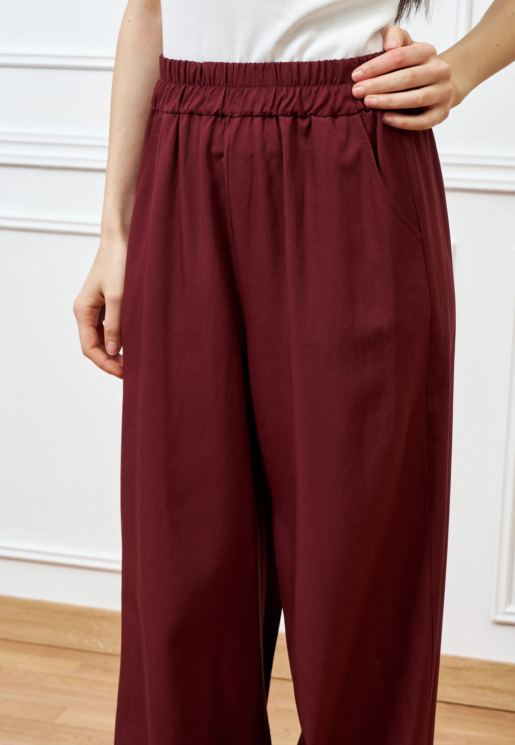 Pantalone ampio in lino e viscosa - INDIA - Image 11