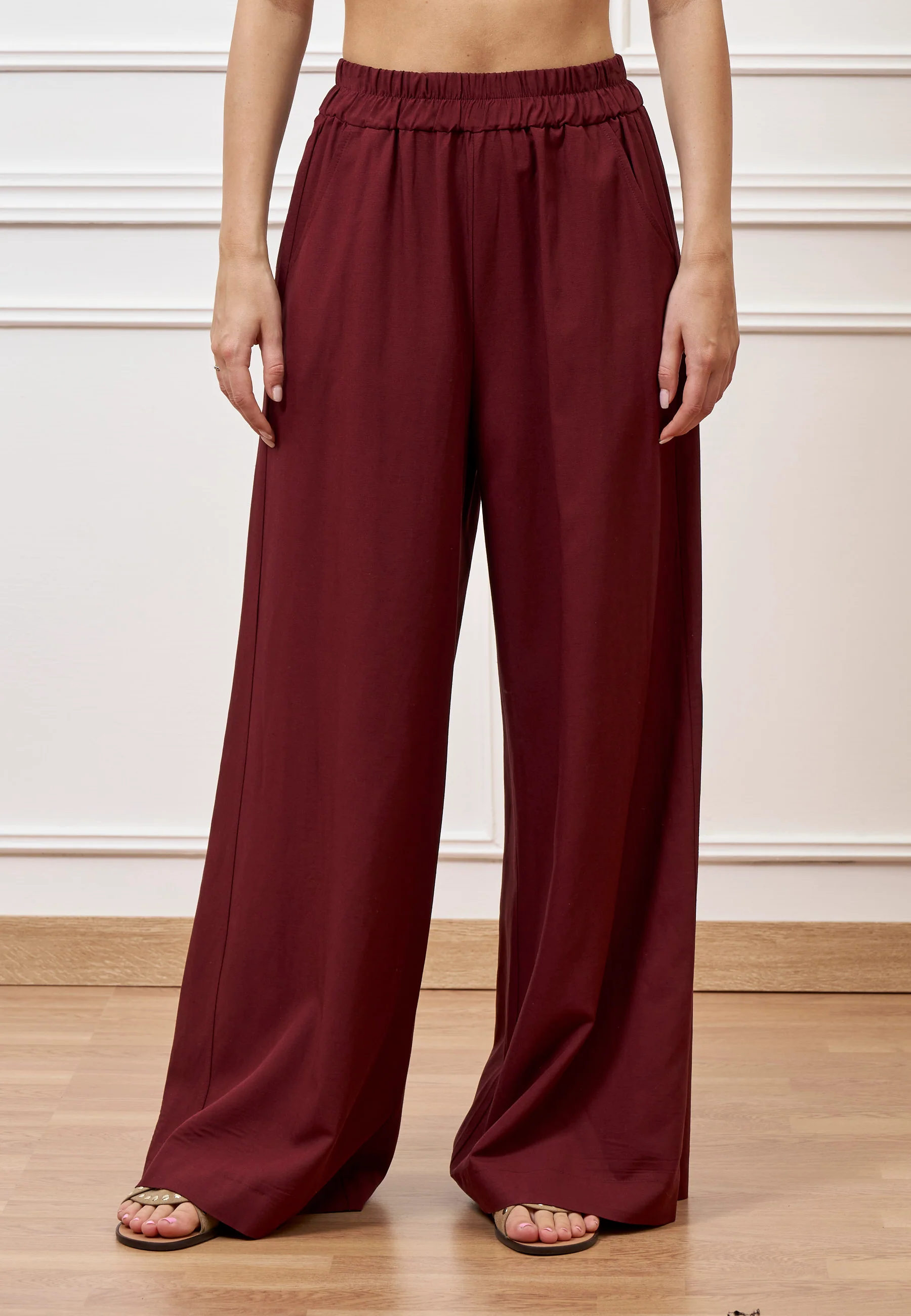 Pantalone ampio in lino e viscosa - INDIA - Image 2