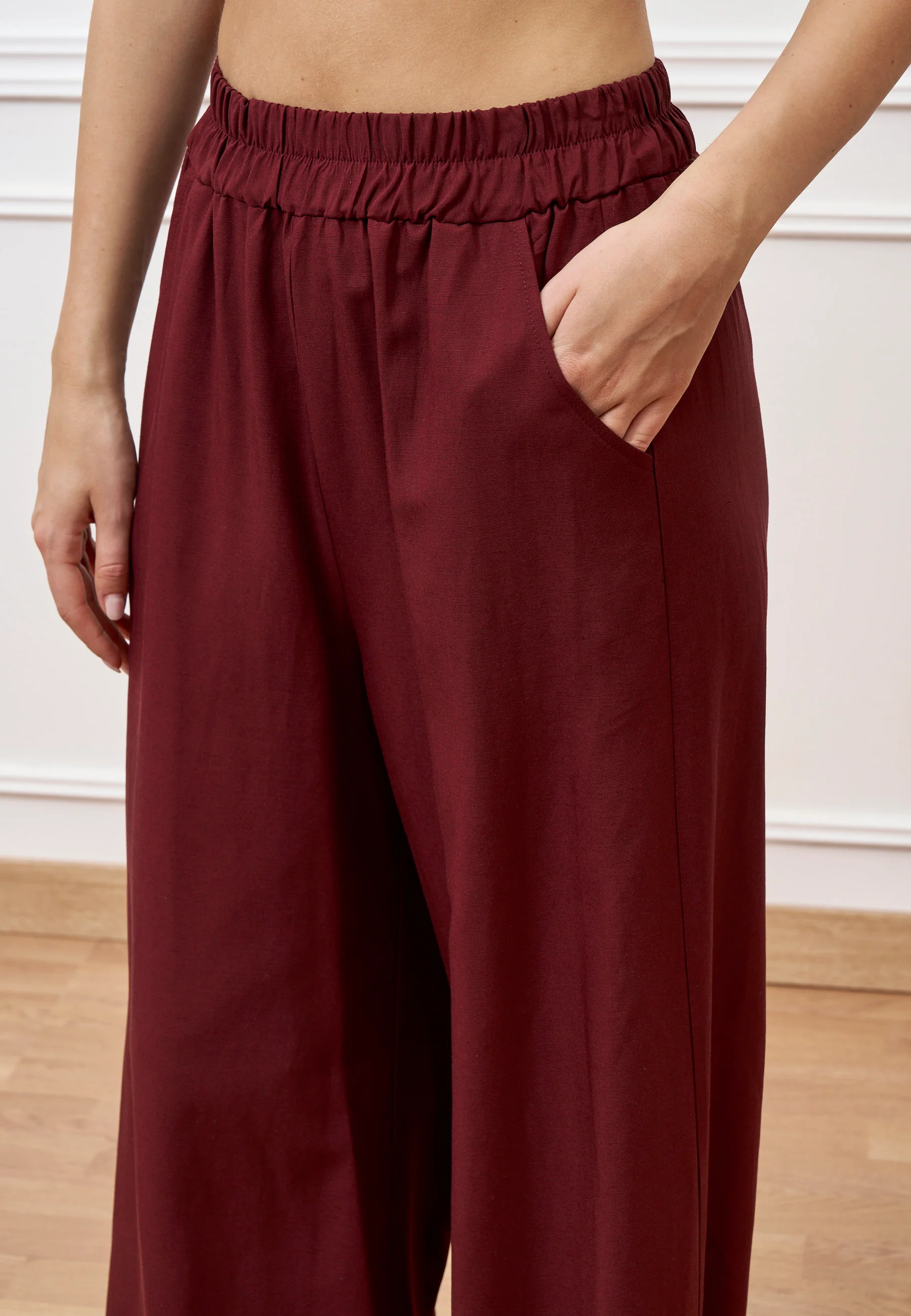 Pantalone ampio in lino e viscosa - INDIA - Image 3