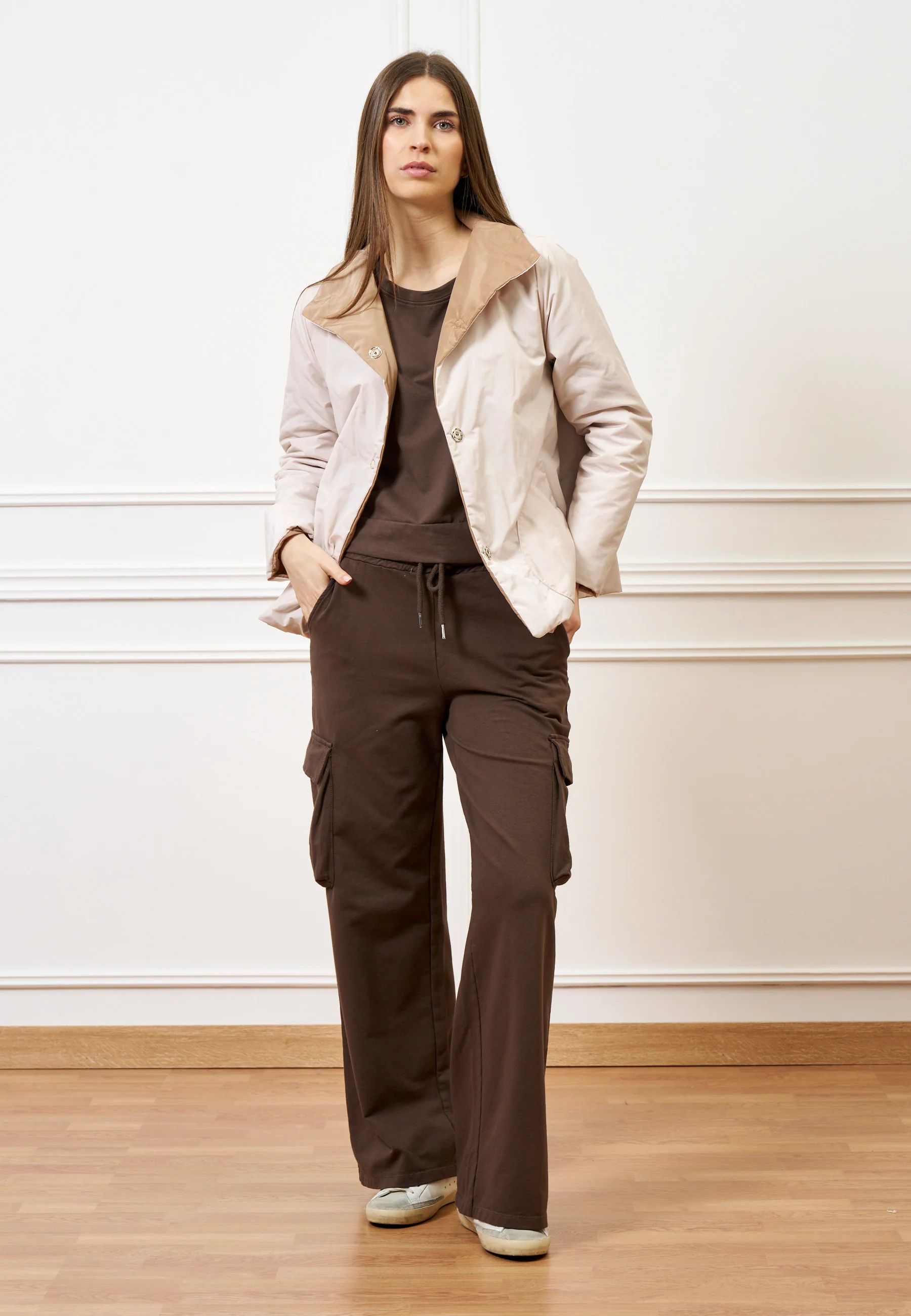 Pantalone cargo in felpa  - MARRONE - Image 5