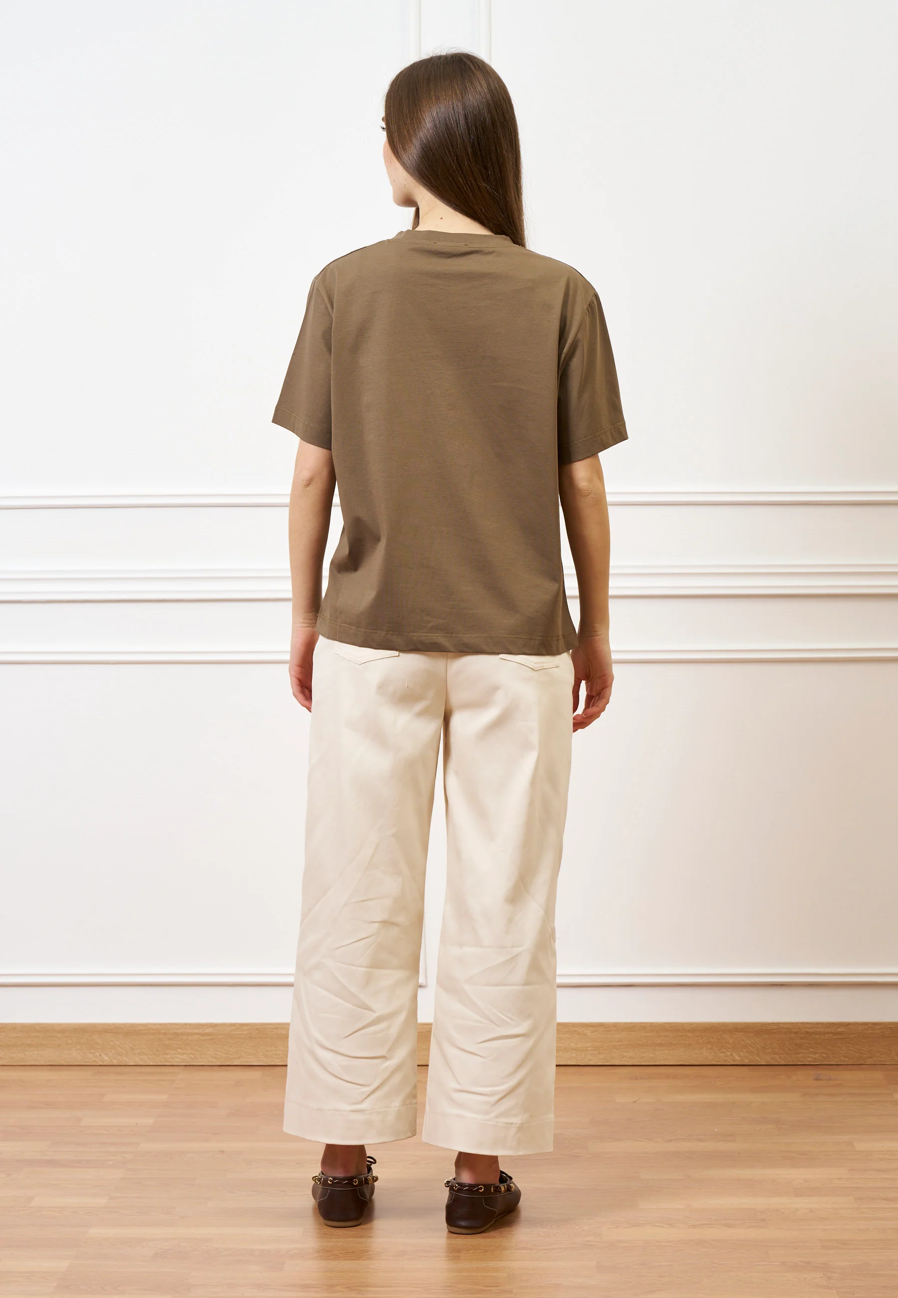 Pantalone con fondo ampio in cotone - AVORIO - Image 12
