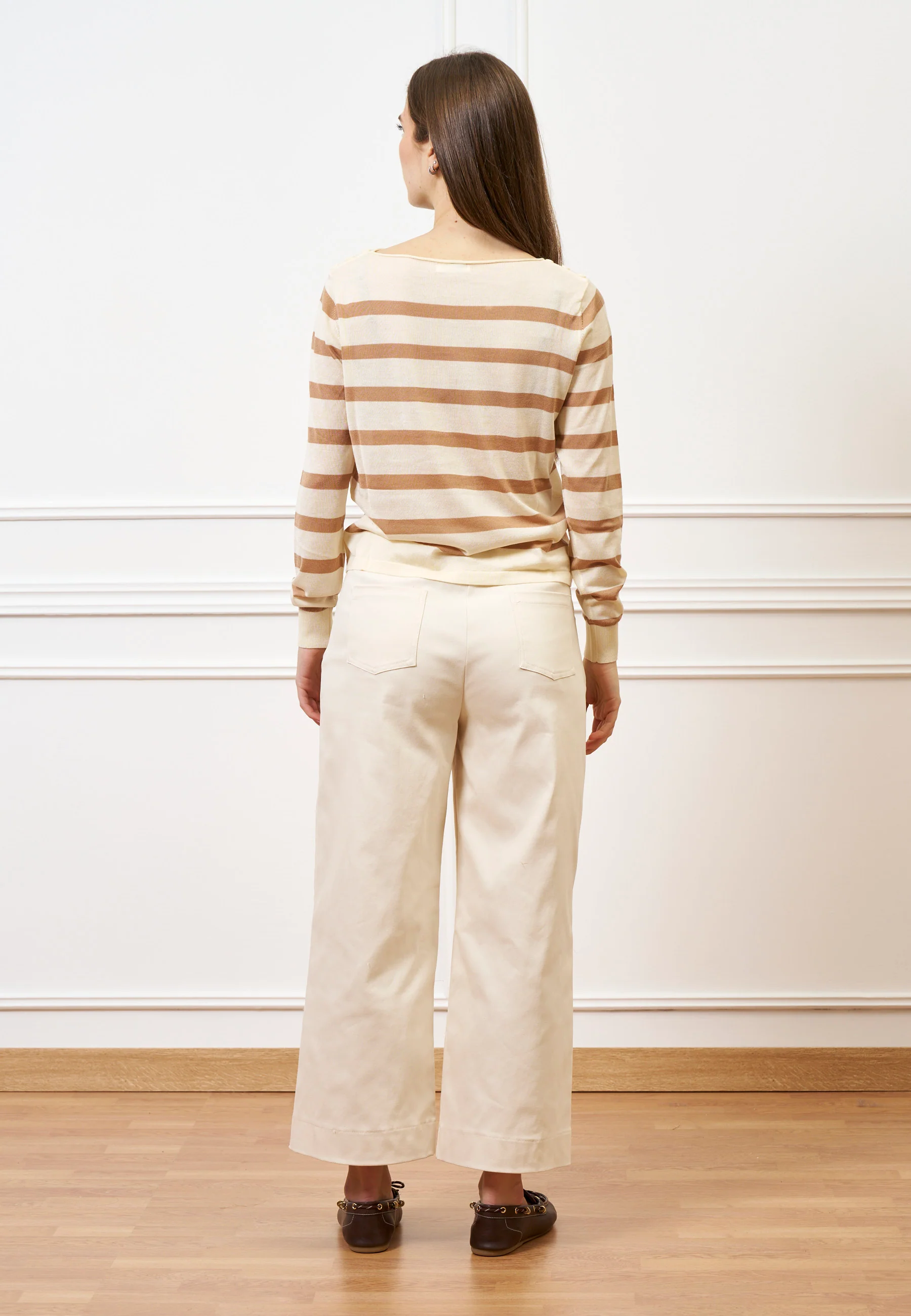 Pantalone con fondo ampio in cotone - AVORIO - Image 6