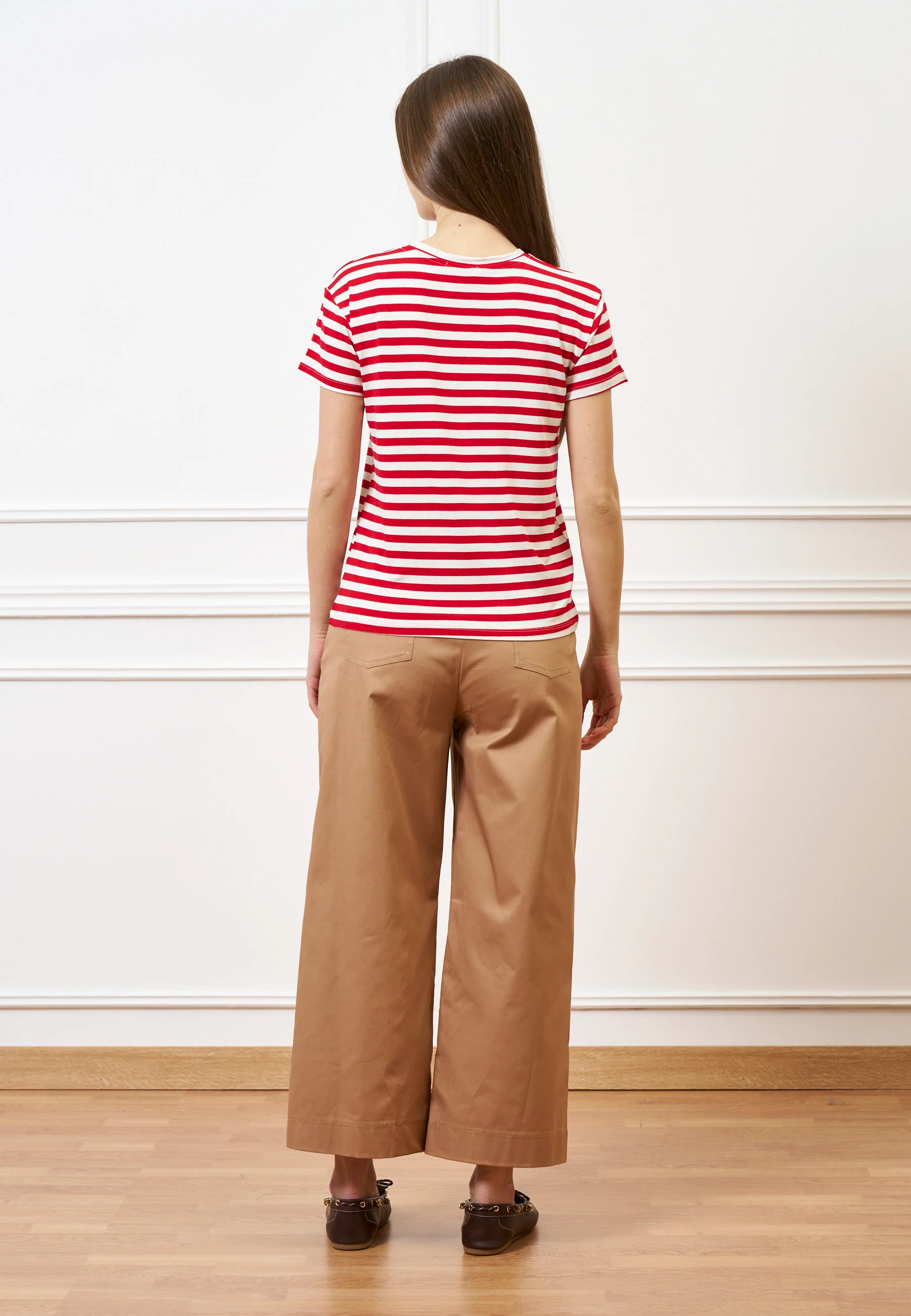 Pantalone con fondo ampio in cotone - NOCCIOLA - Image 11