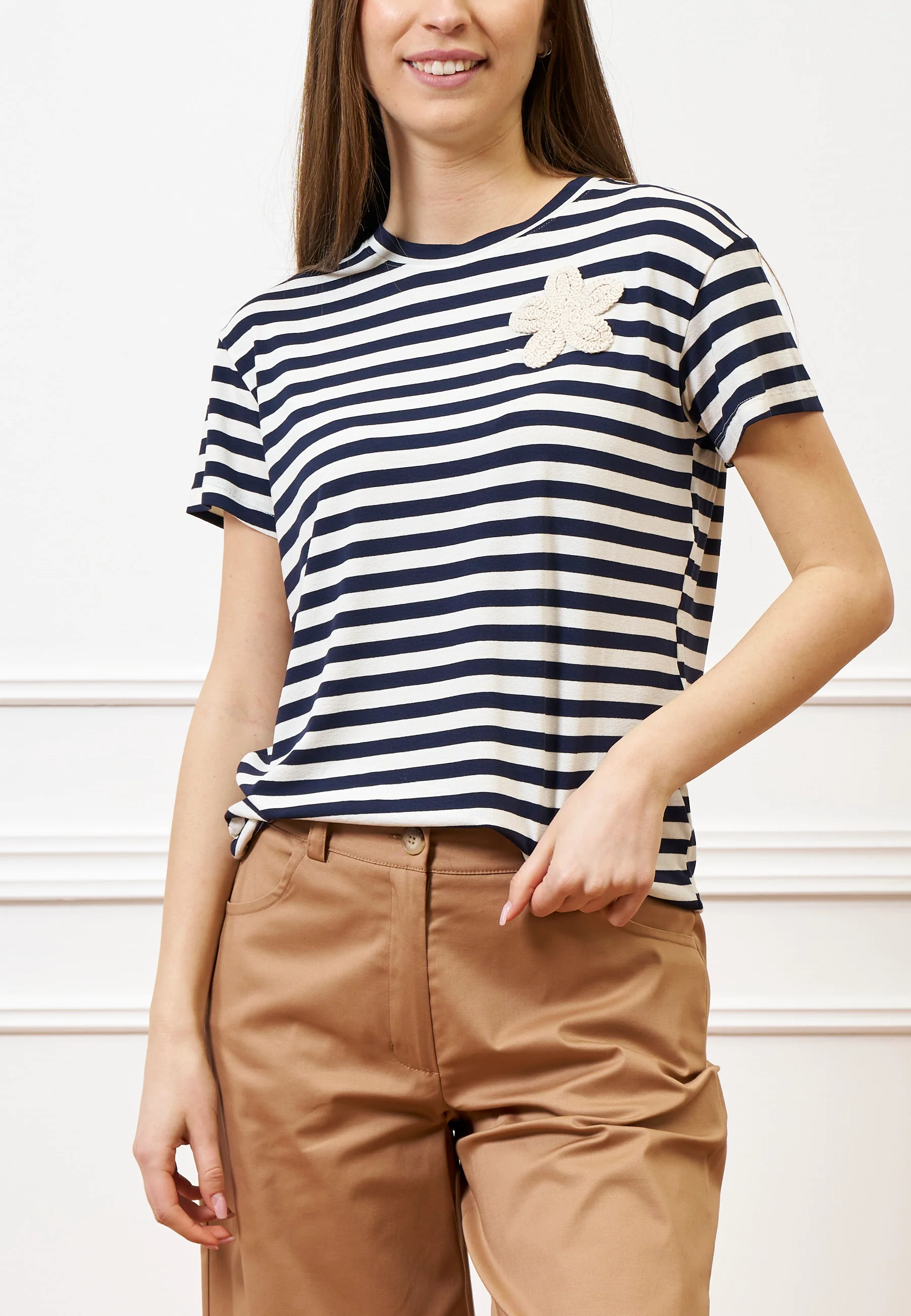Pantalone con fondo ampio in cotone - NOCCIOLA - Image 16