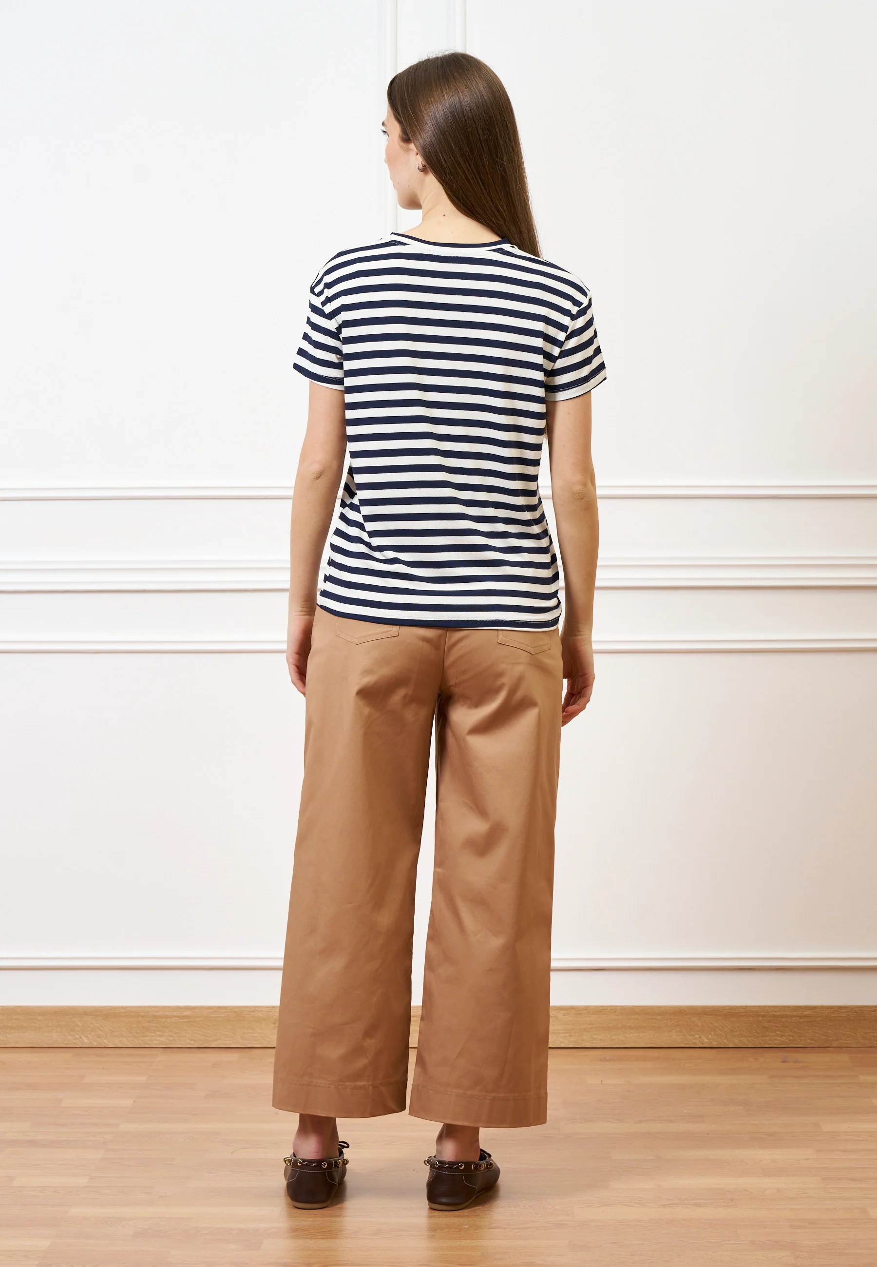 Pantalone con fondo ampio in cotone - NOCCIOLA - Image 19