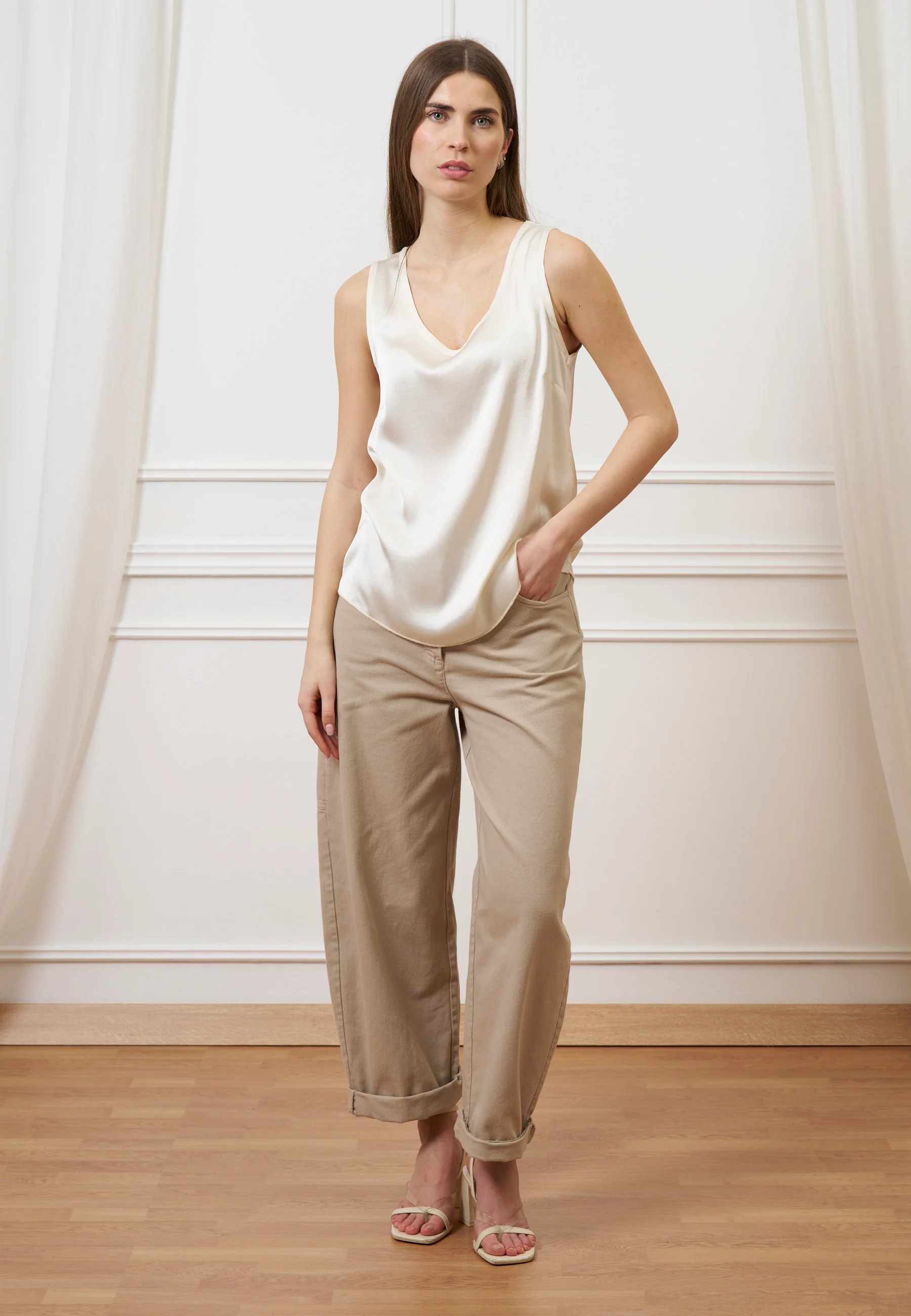 Pantalone con tasconi retro - BEIGE - Image 15