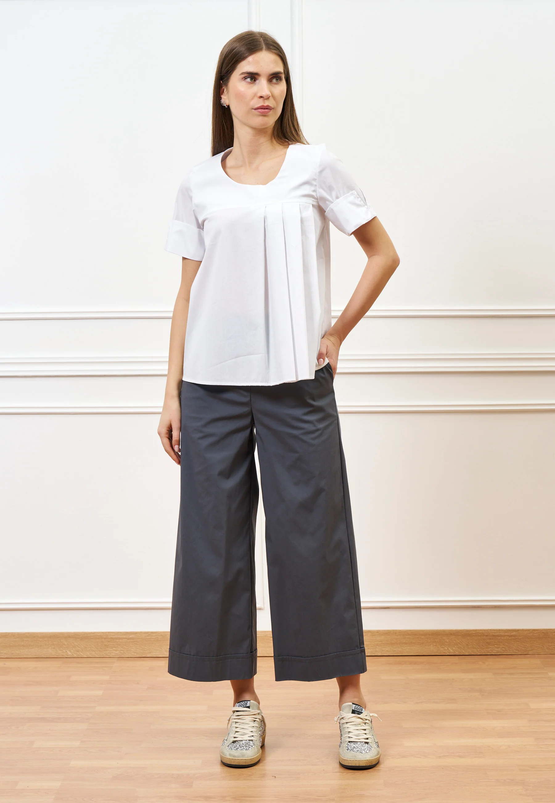 Pantalone crop con risvolto - GRIGIO SCURO