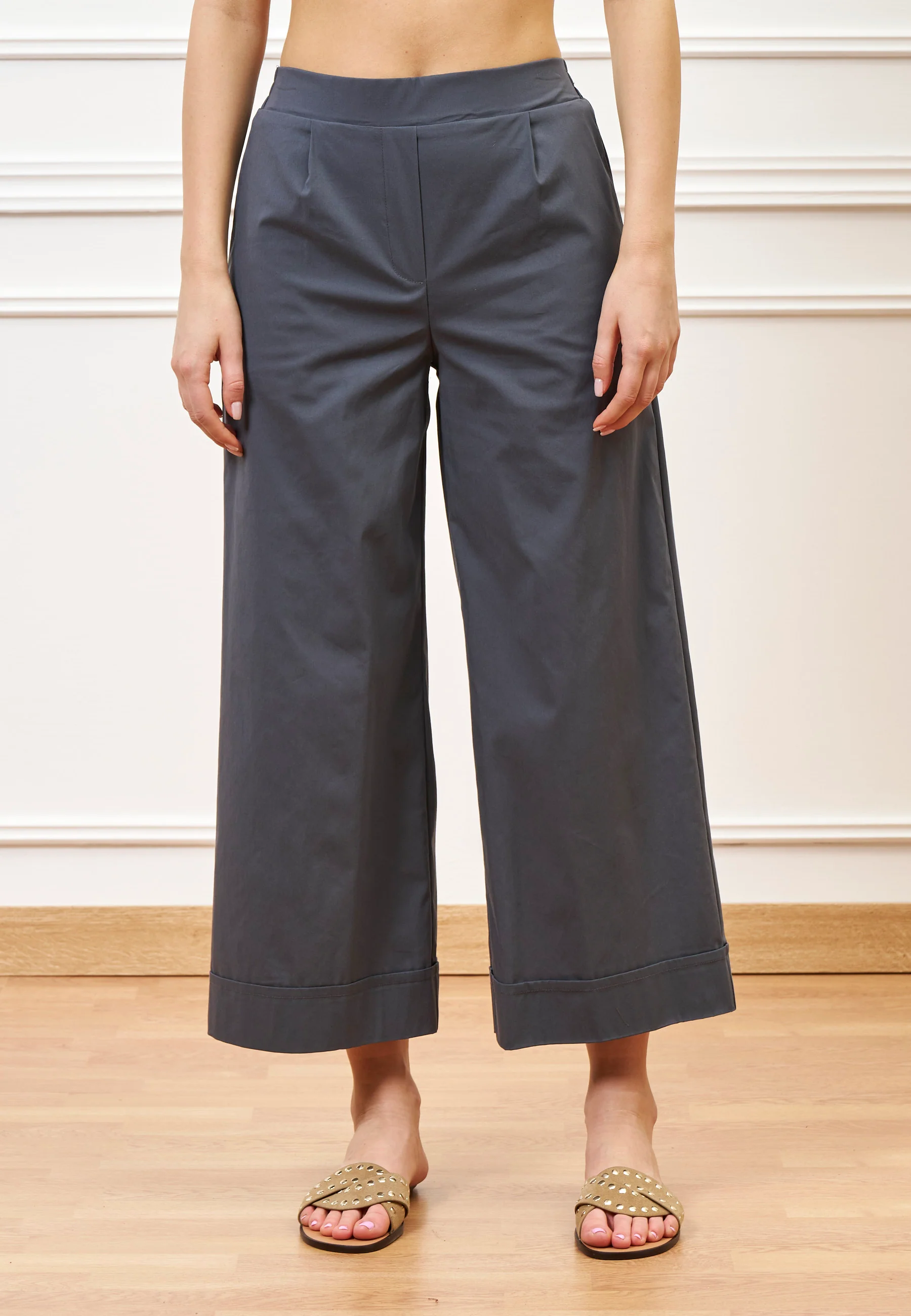 Pantalone crop con risvolto - GRIGIO SCURO - Image 2