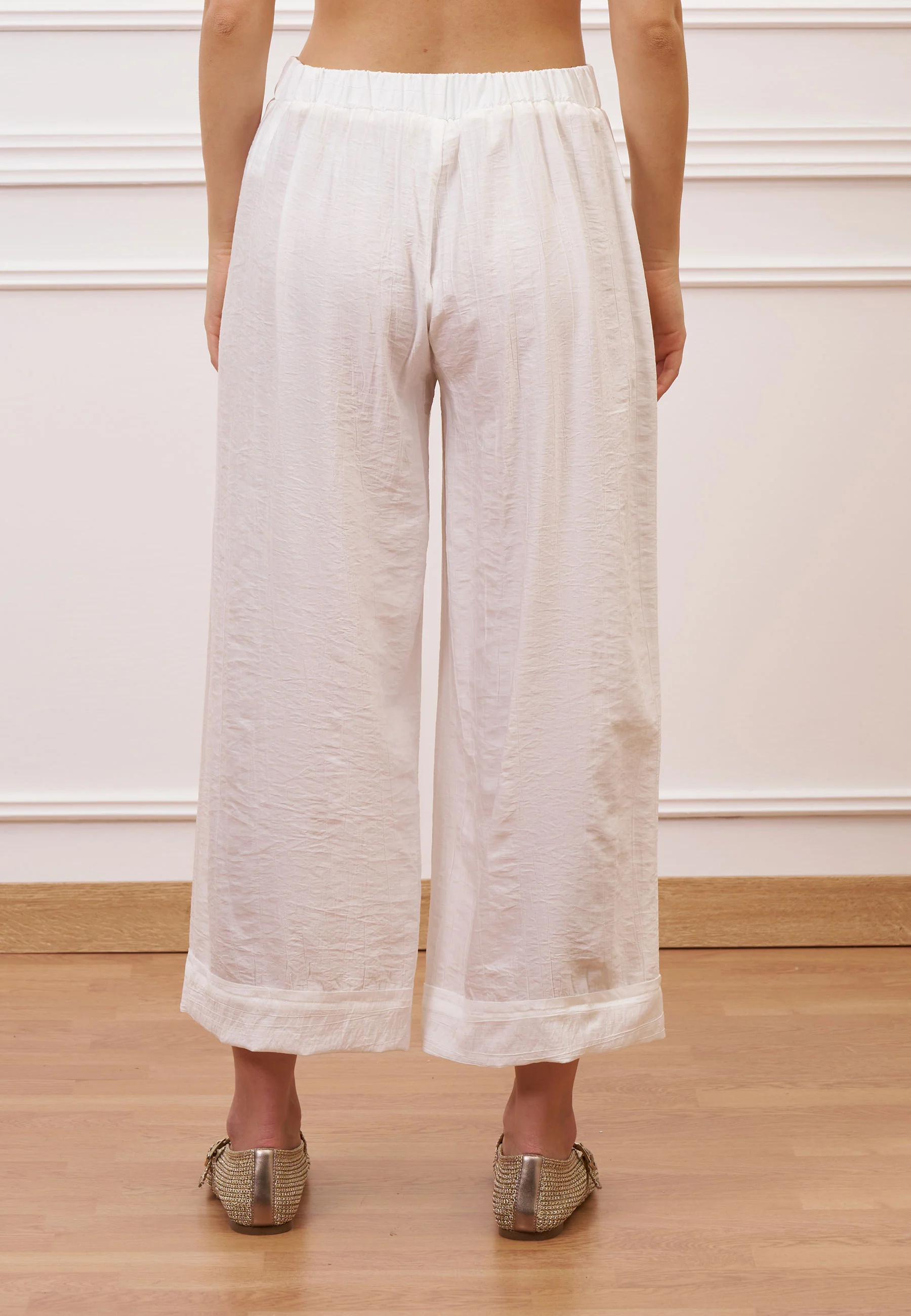 Pantalone crop effetto stropicciato - BIANCO - Image 6