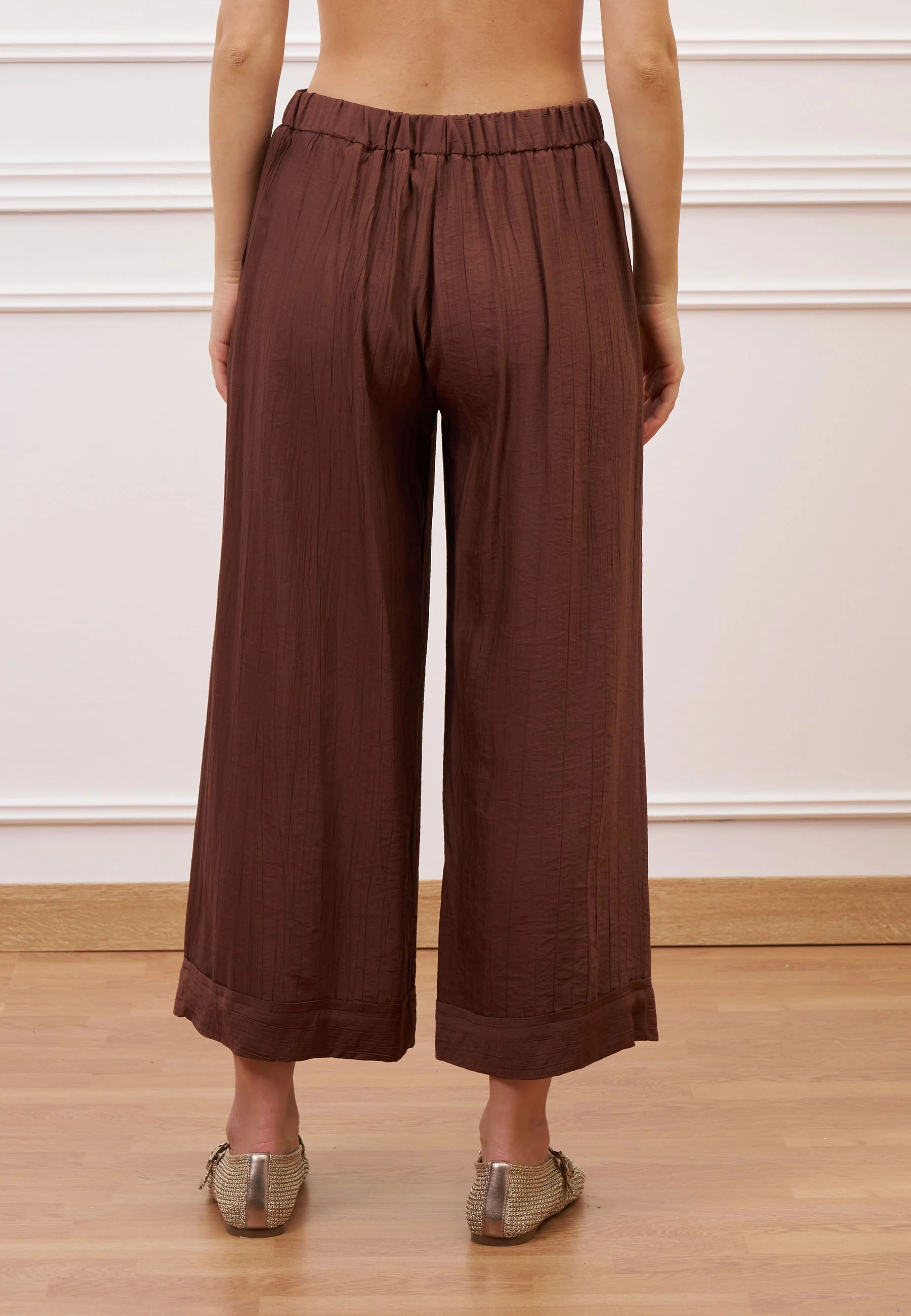 Pantalone crop effetto stropicciato - NOCCIOLA - Image 6