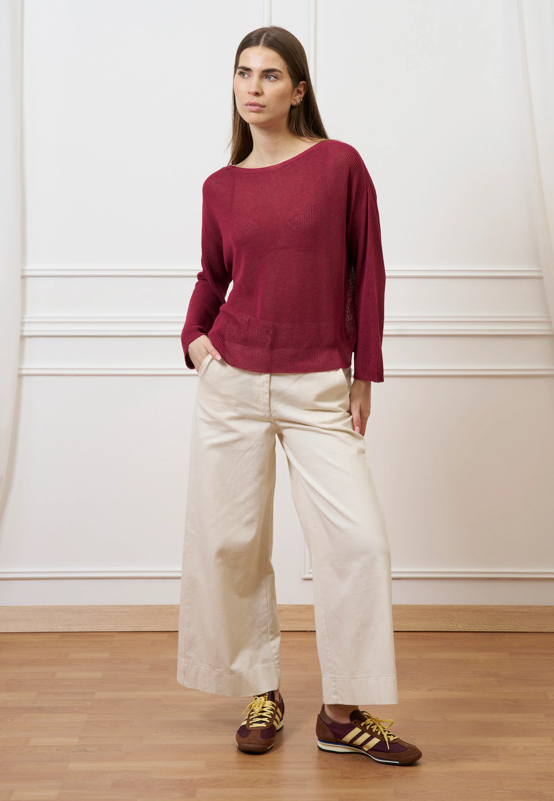 Pantalone cropped in gabardina - AVORIO - Image 13
