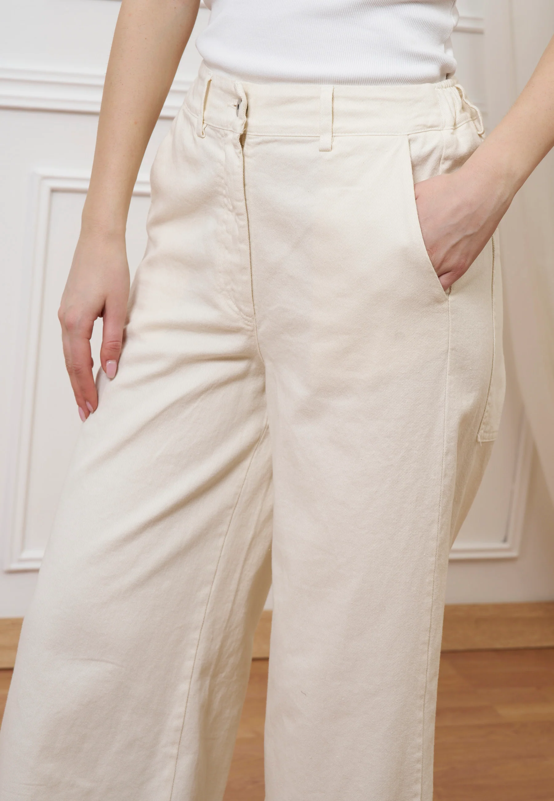 Pantalone cropped in gabardina - AVORIO - Image 4
