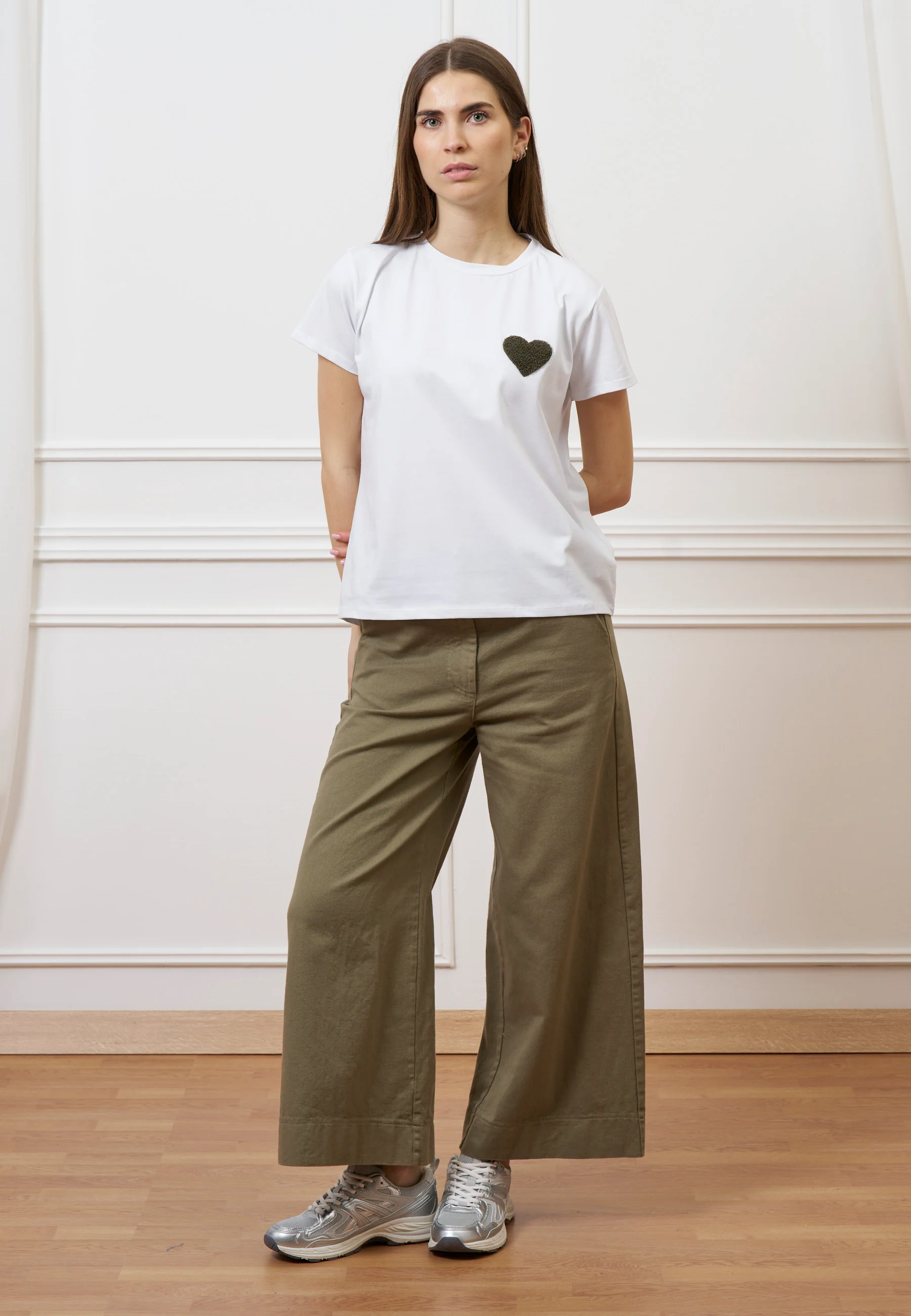 Pantalone cropped in gabardina - MILITARE - Image 3