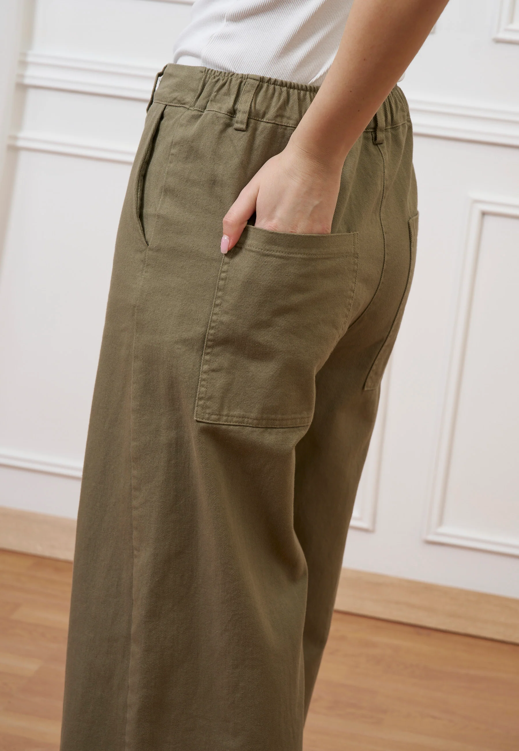 Pantalone cropped in gabardina - MILITARE - Image 4