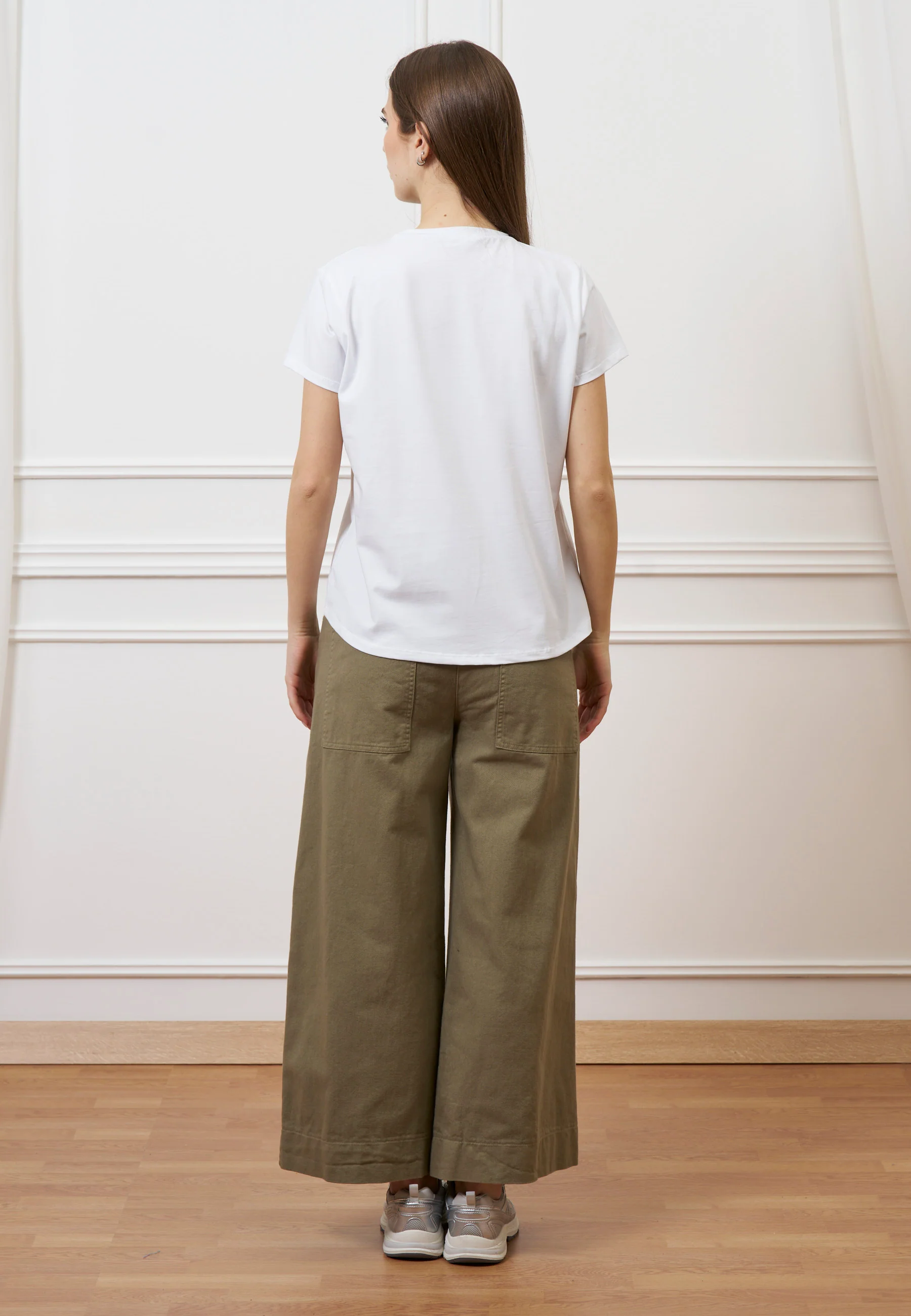 Pantalone cropped in gabardina - MILITARE - Image 6