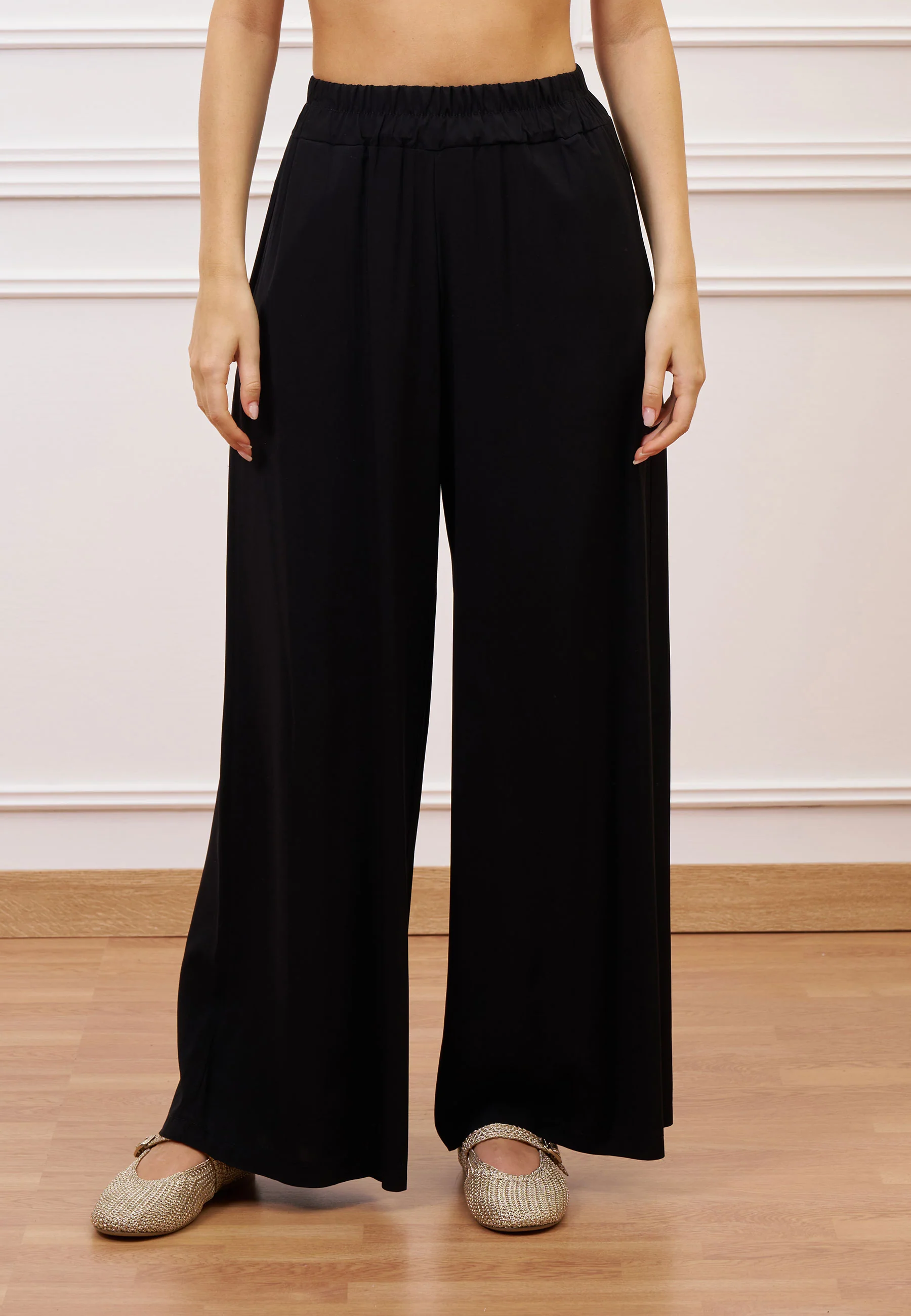 Pantalone fluido in viscosa - NERO - Image 2