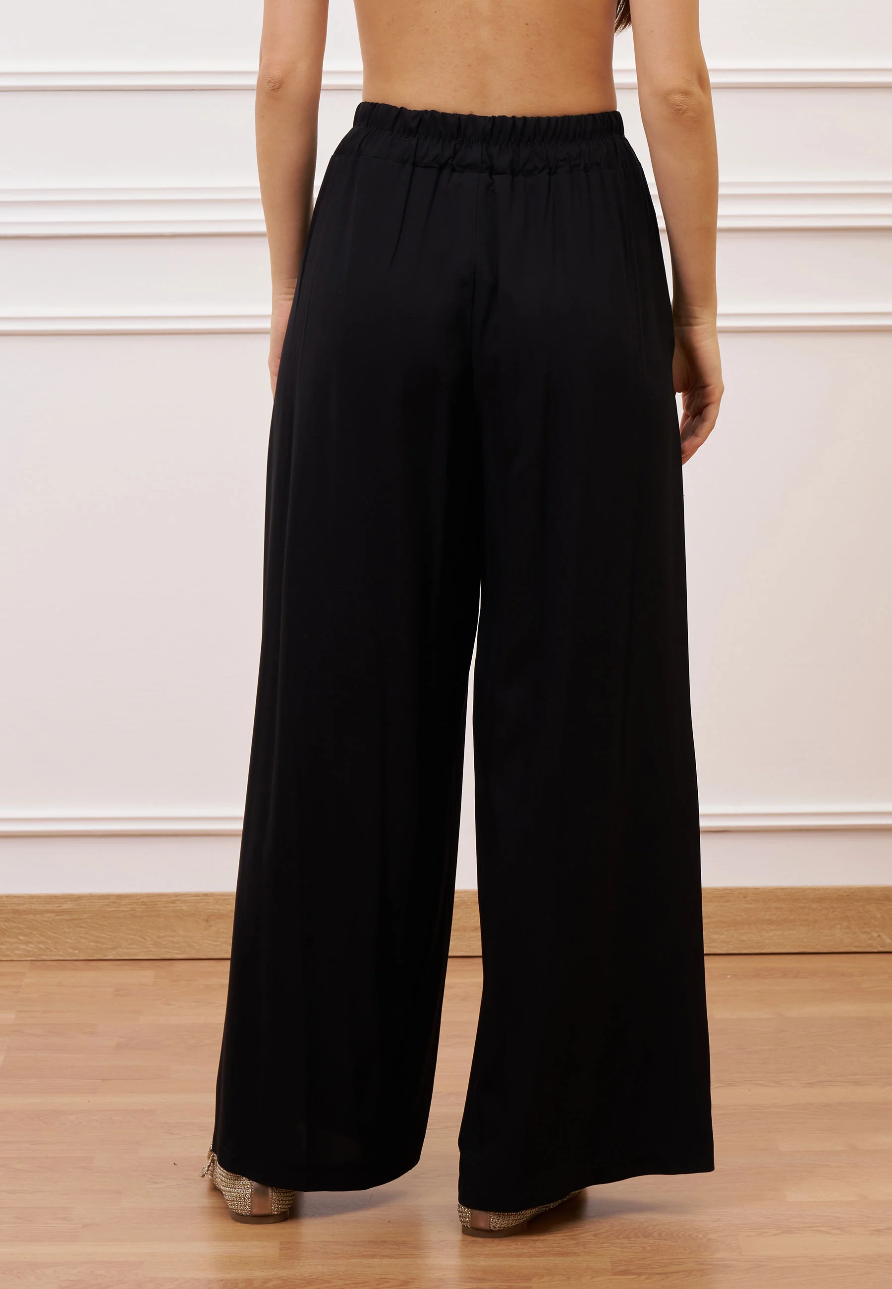 Pantalone fluido in viscosa - NERO - Image 7