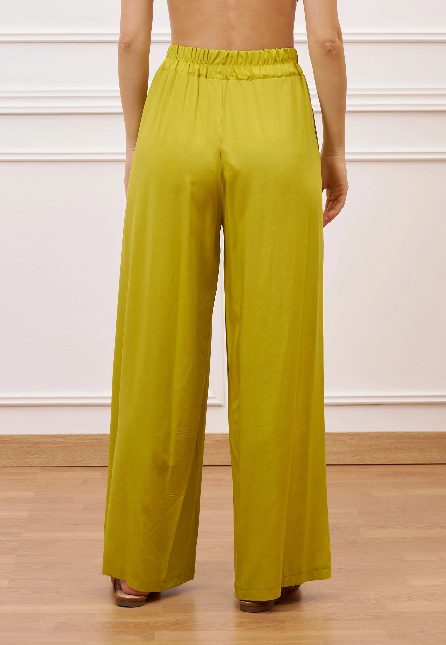 Pantalone fluido in viscosa - VERDE ACIDO - Image 7
