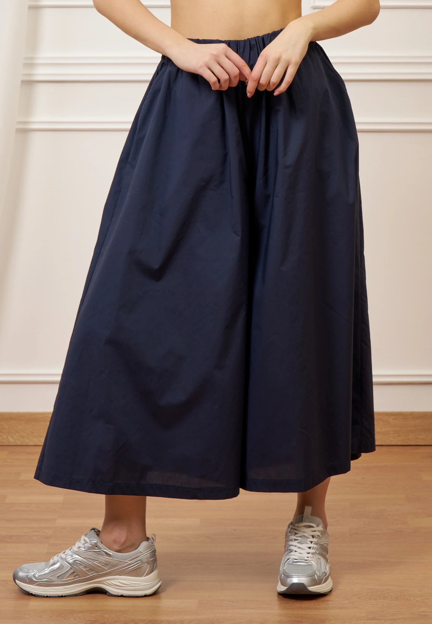 Pantalone gonna ampio in popeline - BLU - Image 5
